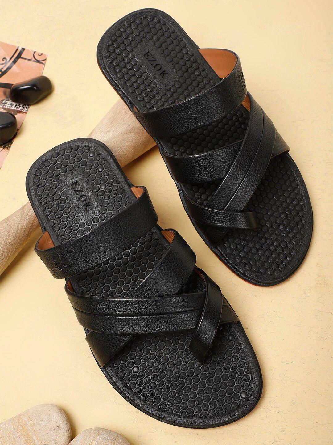 ezok men textured leather comfort sandals