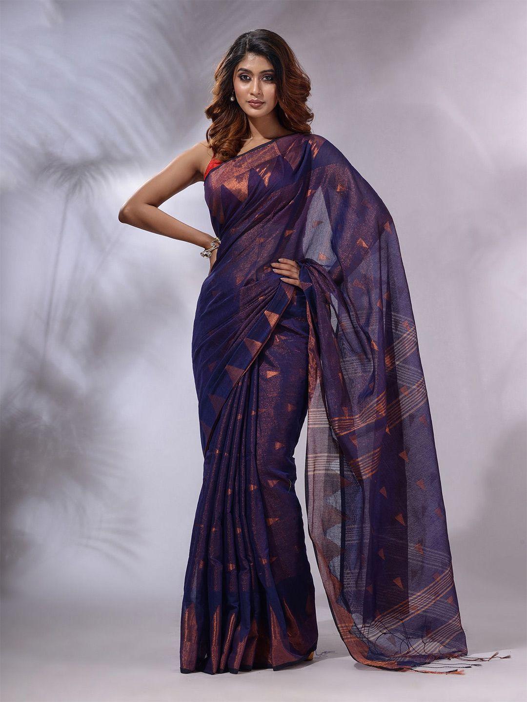 charukriti geometric woven design tissue handloom saree