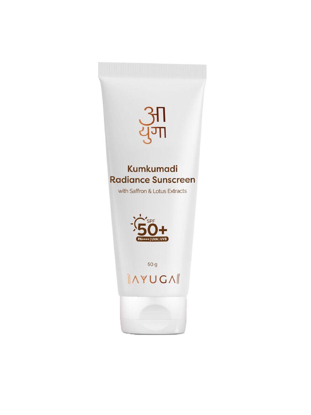 ayuga kumkumadi radiance sunscreen spf50 with saffron & lotus extracts - 50g