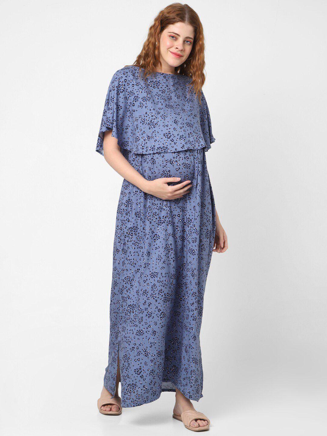 mystere paris floral print cape sleeve maternity maxi dress