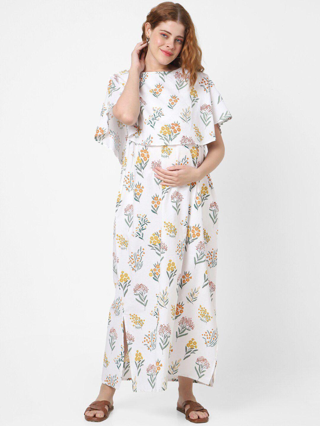 mystere paris floral print flared sleeve maternity maxi dress