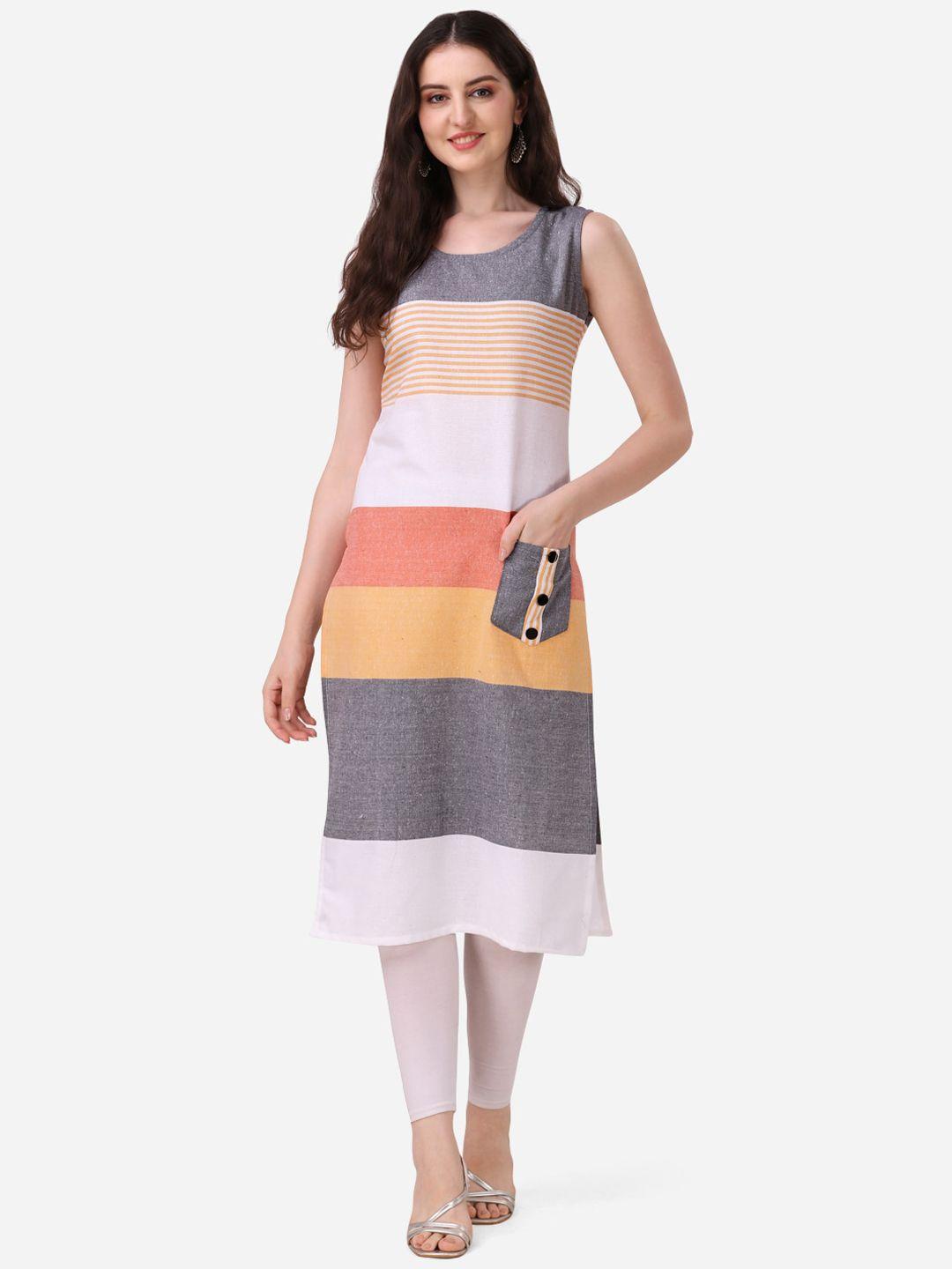 kalini colourblocked sleeveless cotton kurta