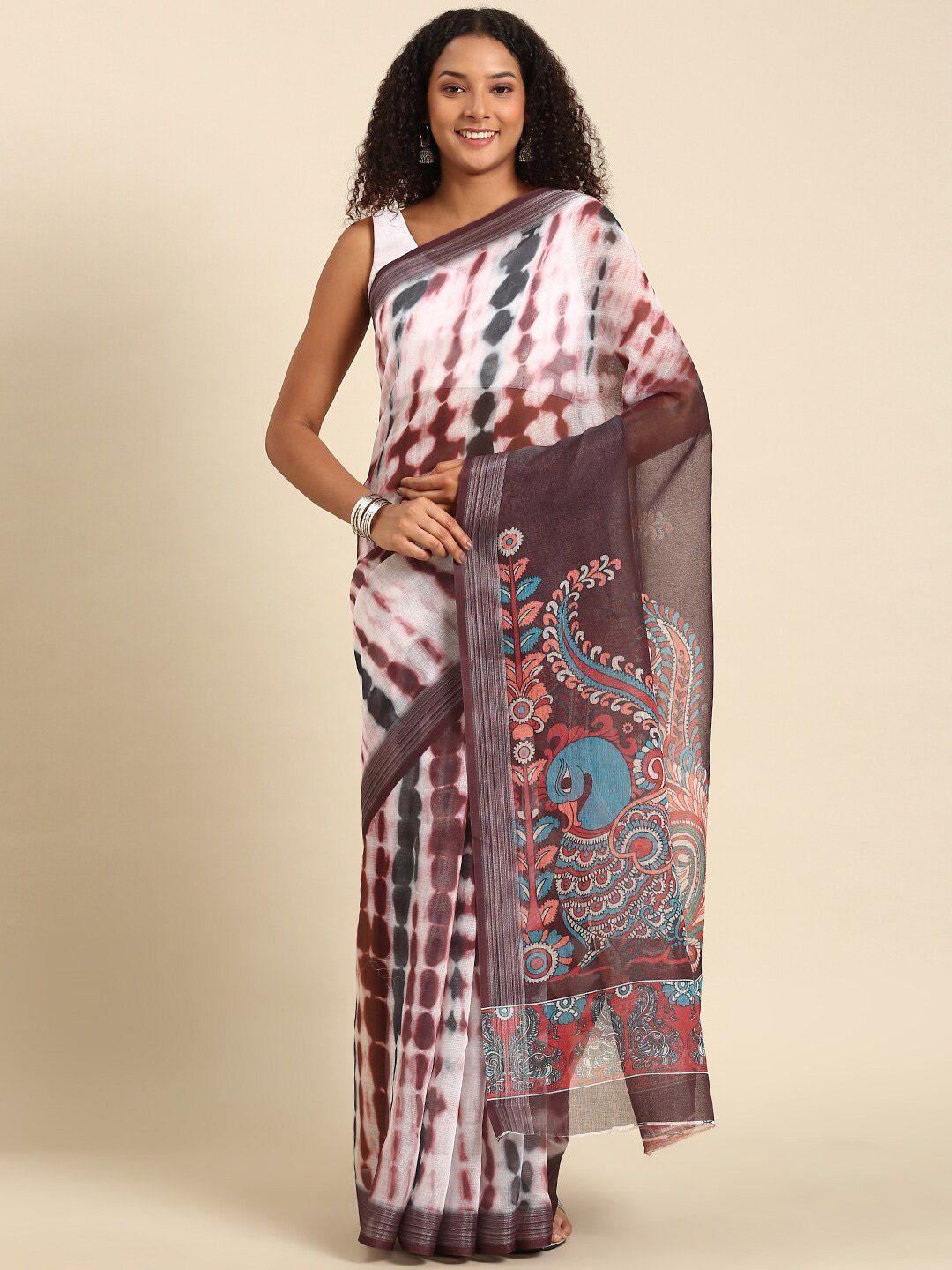 anouk tie and dye printed zari saree