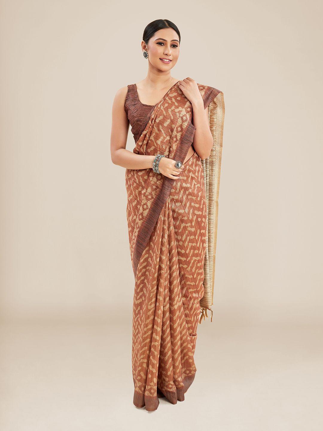 kalyan silks batik printed tussar saree