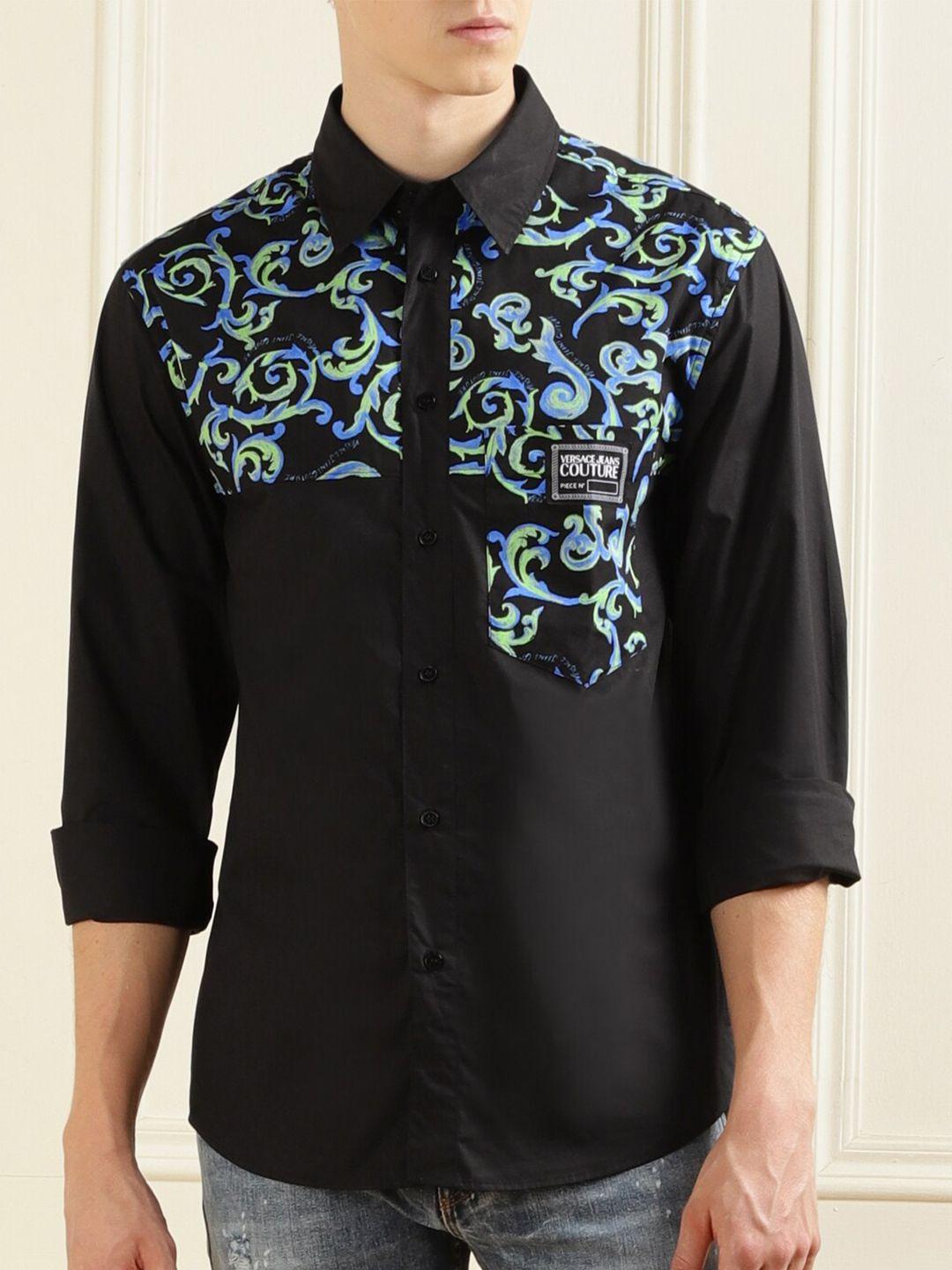 versace jeans couture abstract printed cotton casual shirt