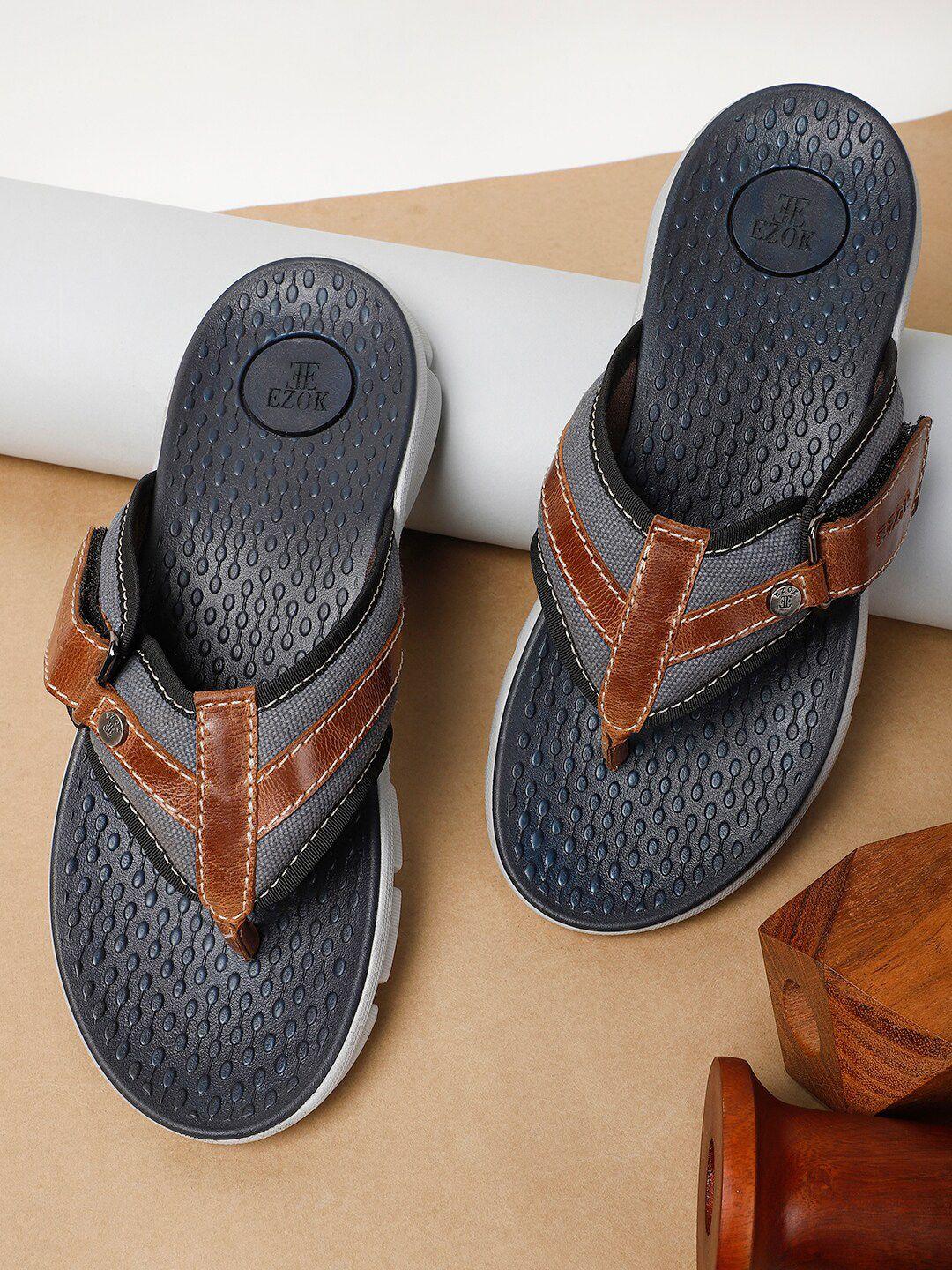 ezok men textured leather comfort sandals