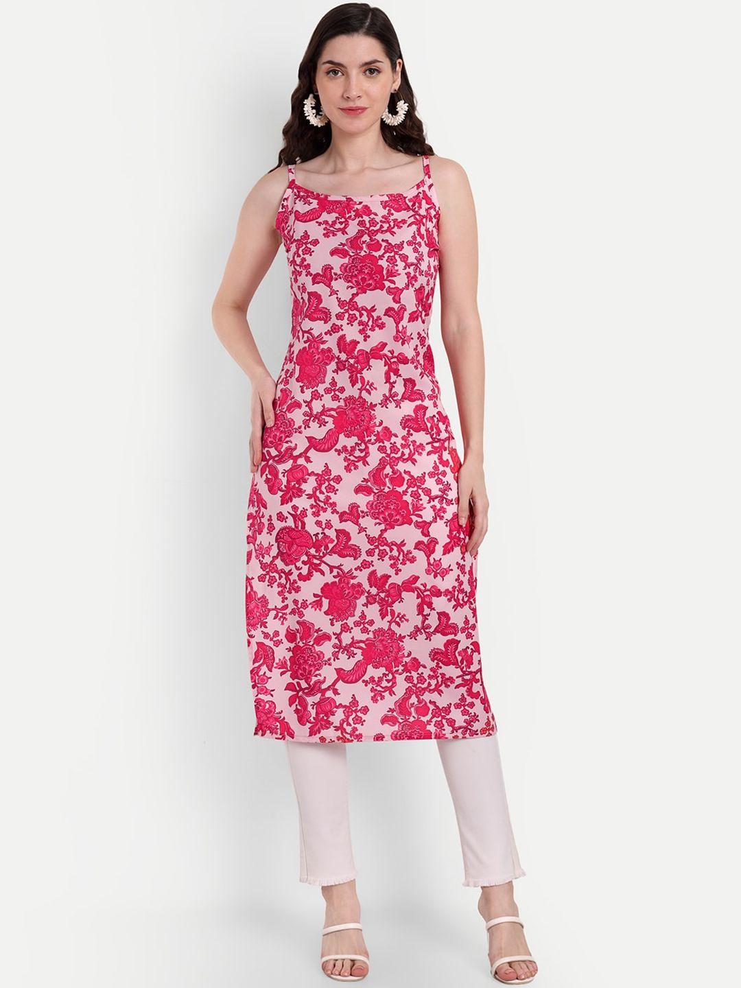 isam floral printed shoulder straps kurta