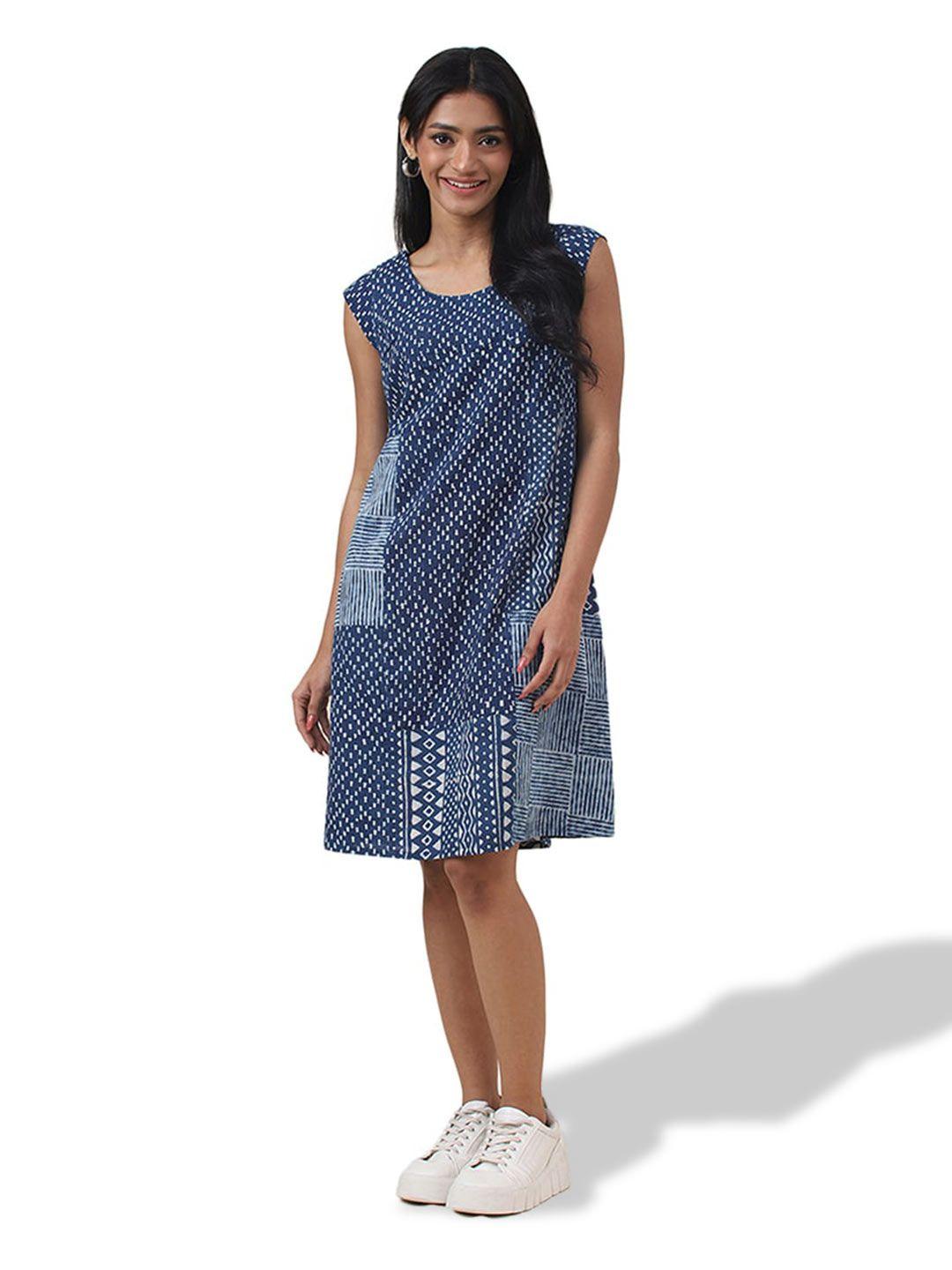 fabindia abstract print a-line dress