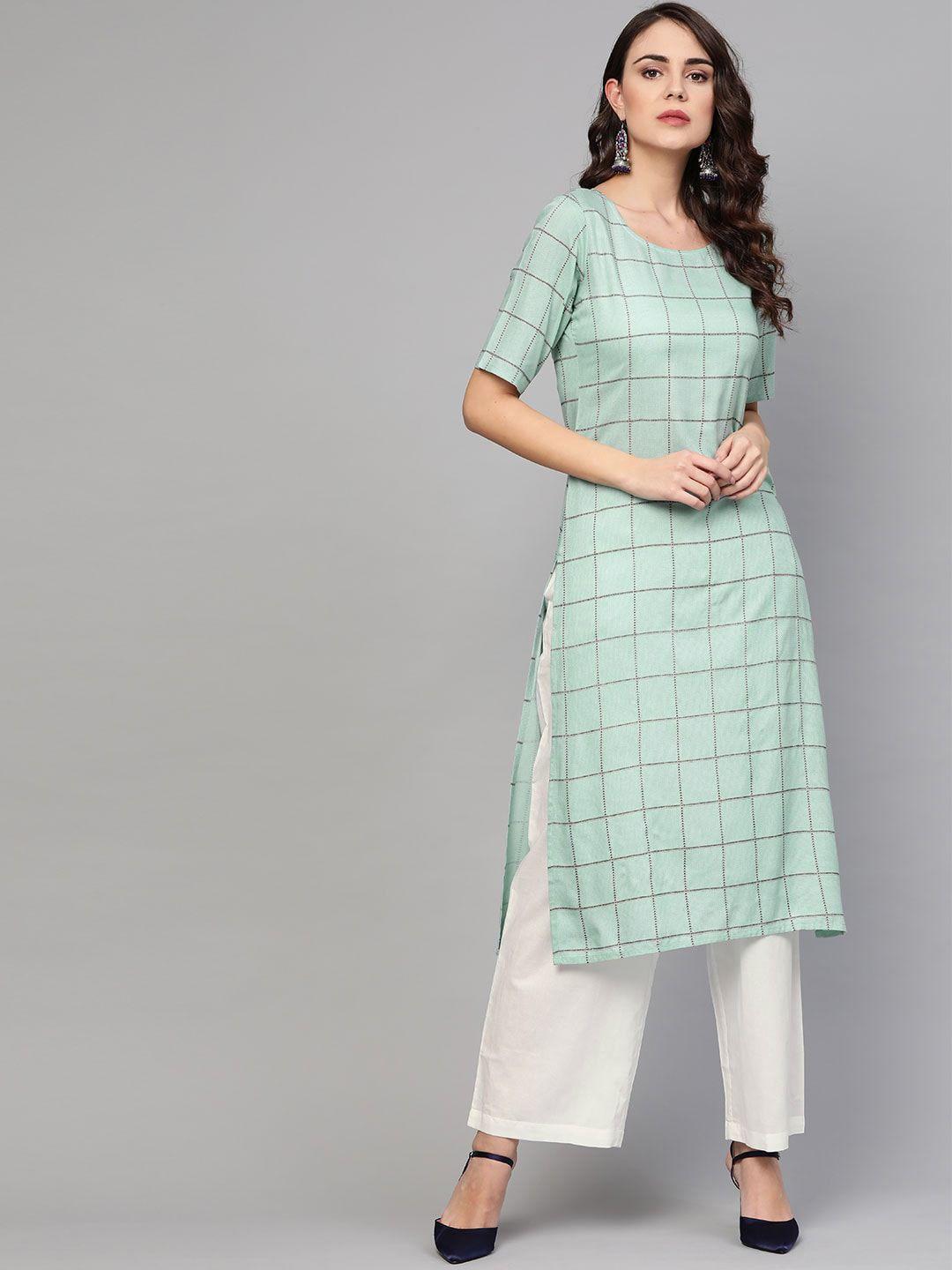 idalia checked kurta with palazzos