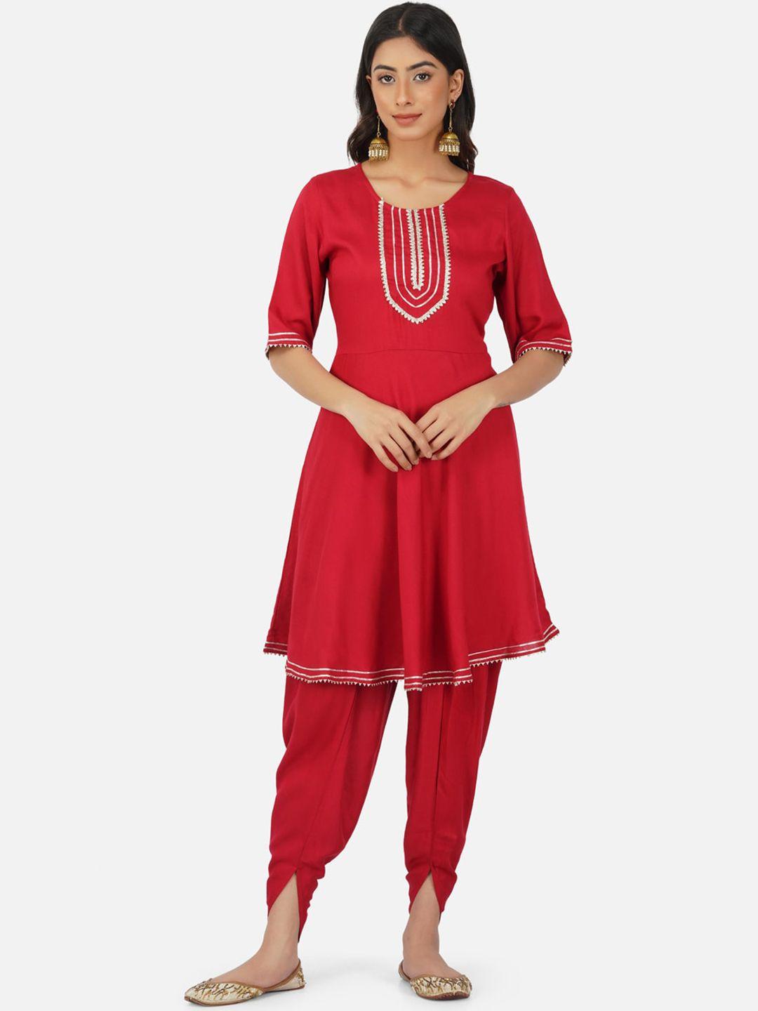 metro-fashion gotta patti a-line kurta with dhoti pants