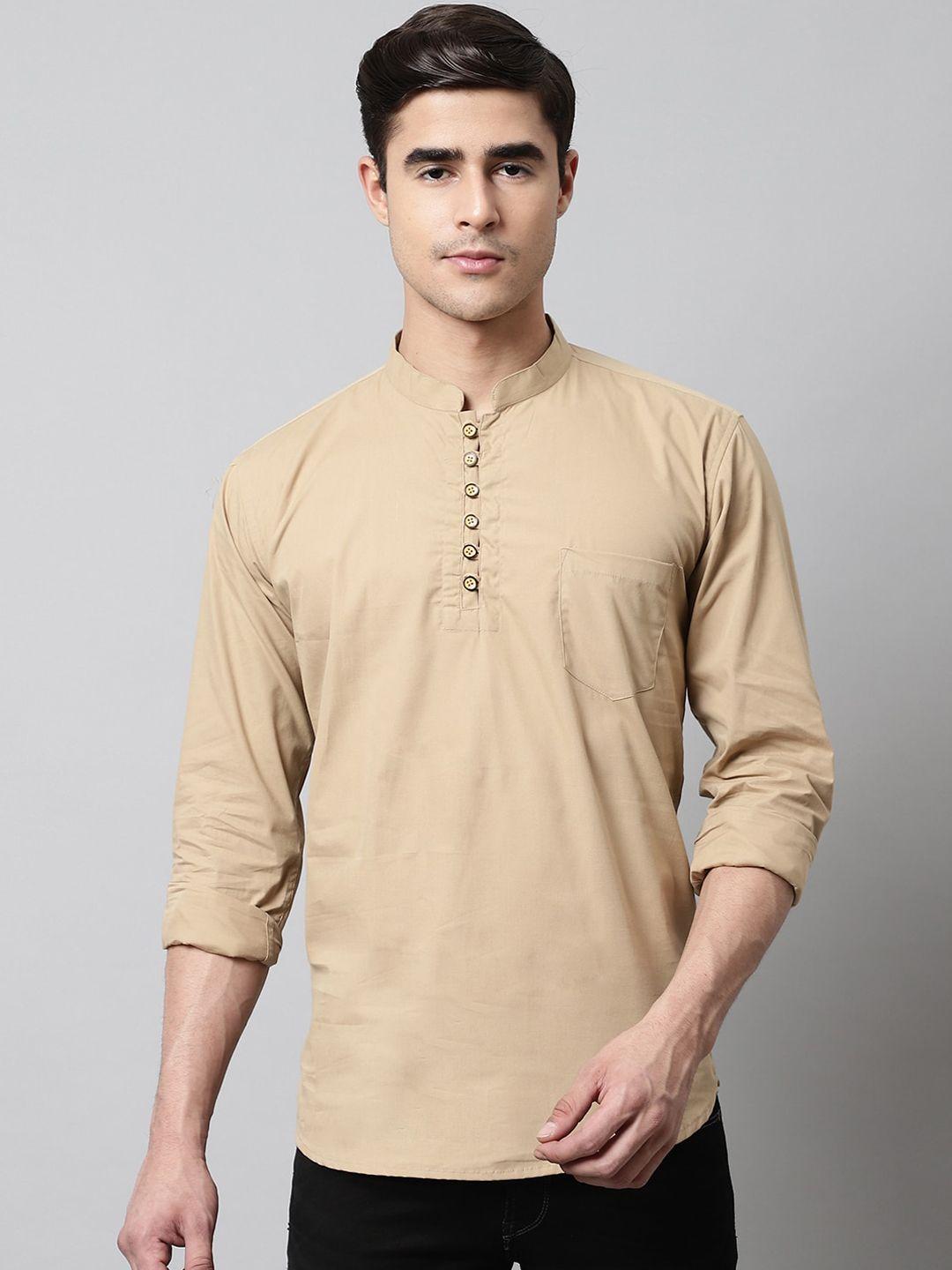 majestic man mandarin collar pure cotton short kurta