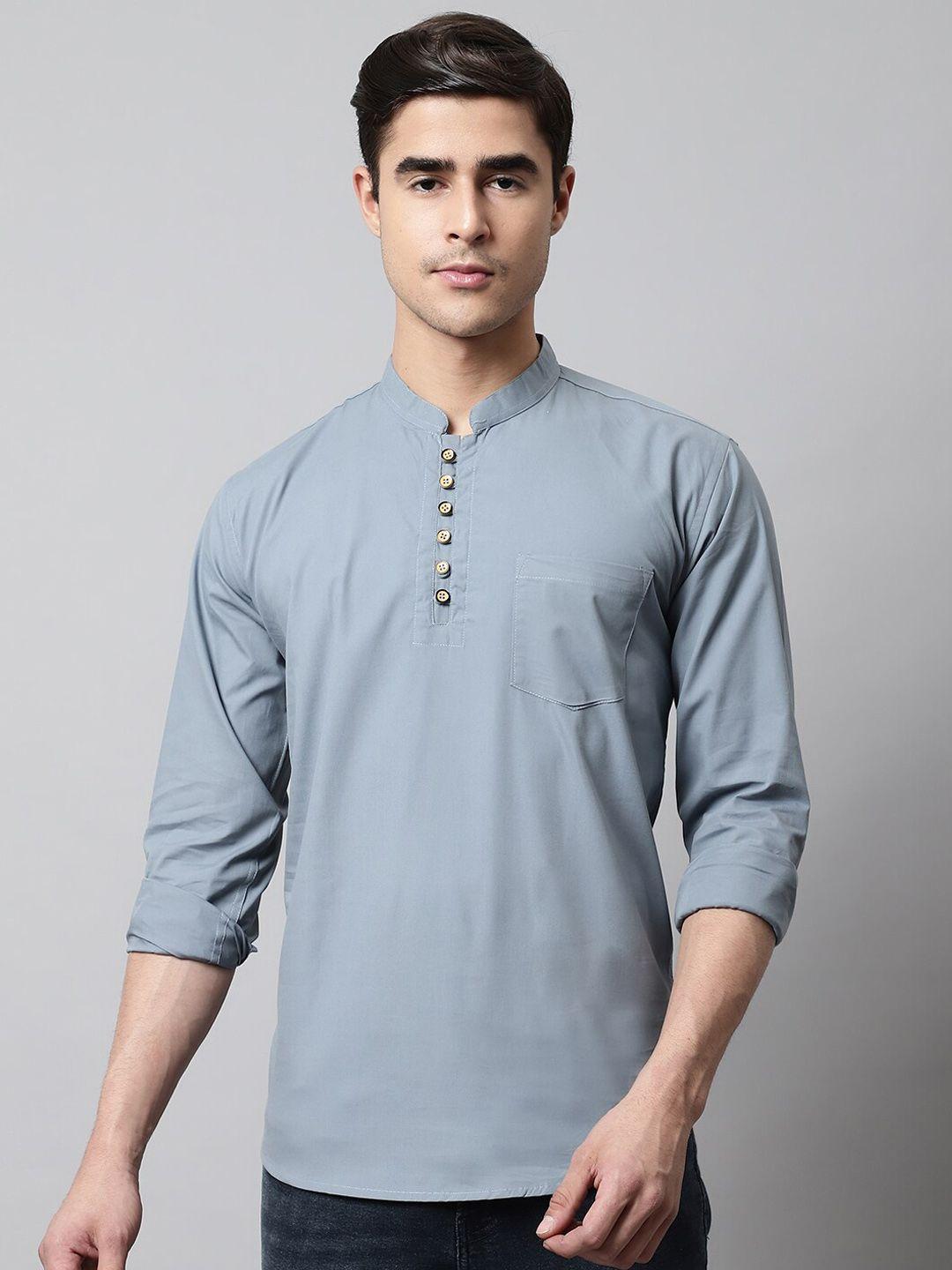 majestic man mandarin collar pure cotton short kurta