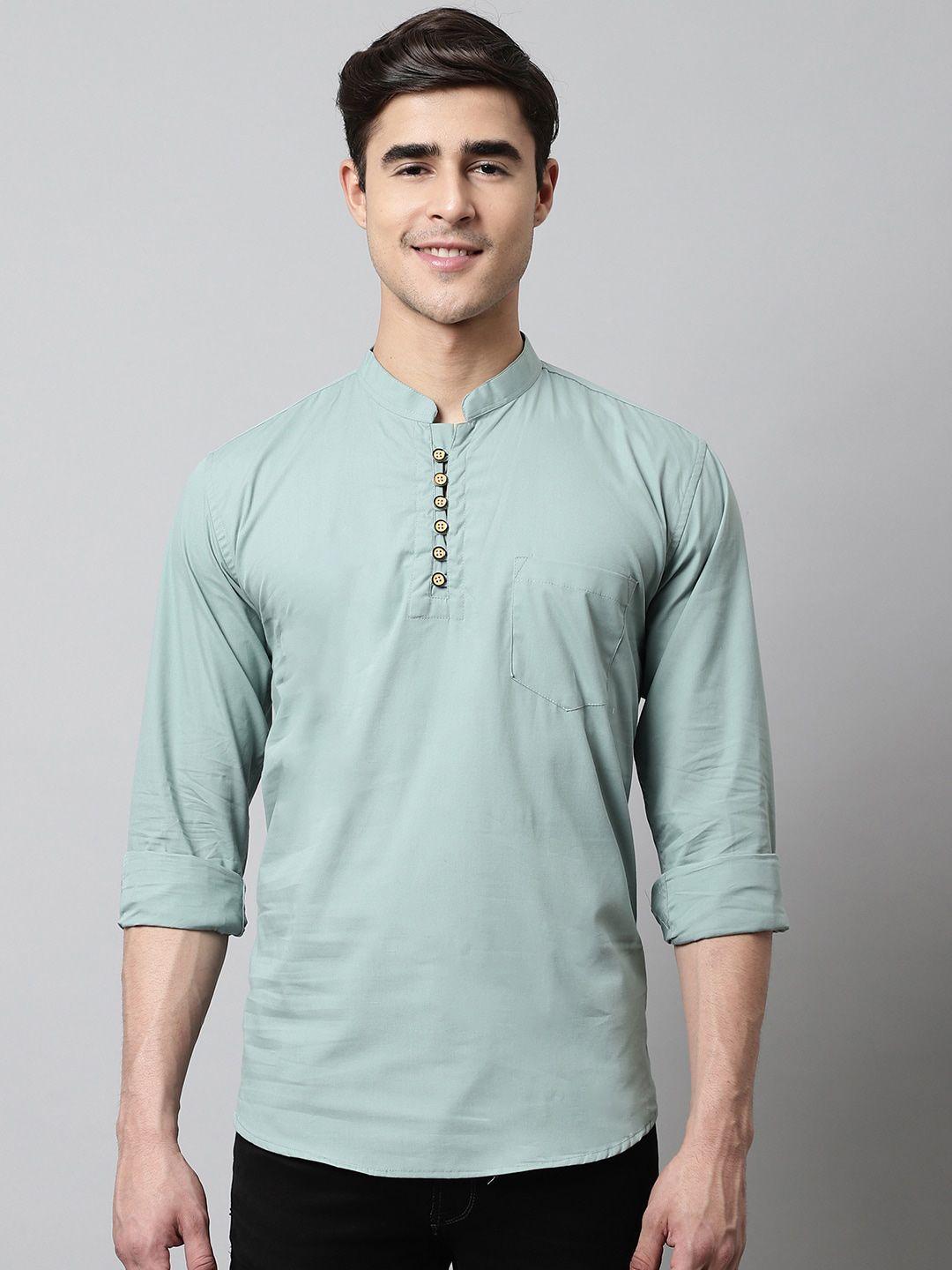 majestic man mandarin collar pure cotton short kurta