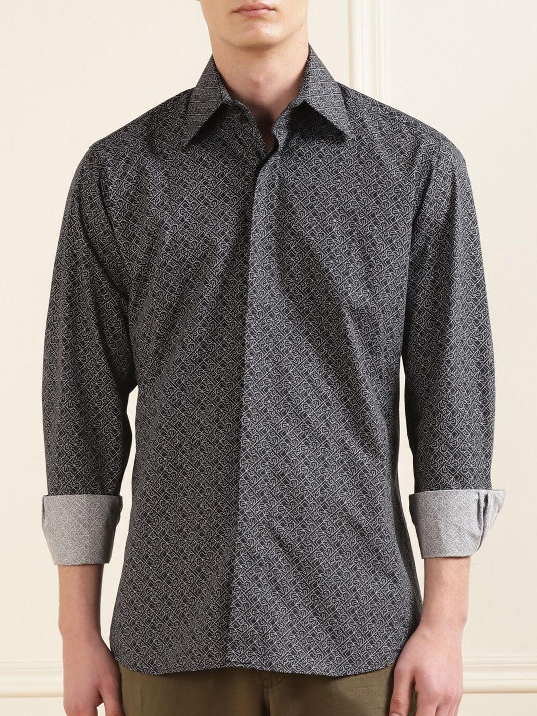 karl lagerfeld geometric printed casual cotton shirt