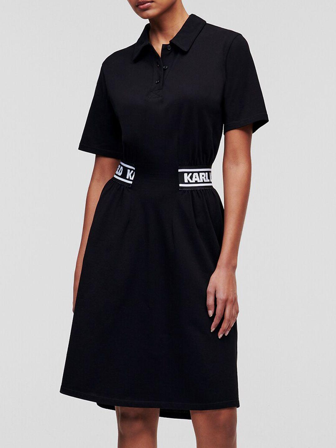 karl lagerfeld typography printed shirt collar organic cotton shirt dress