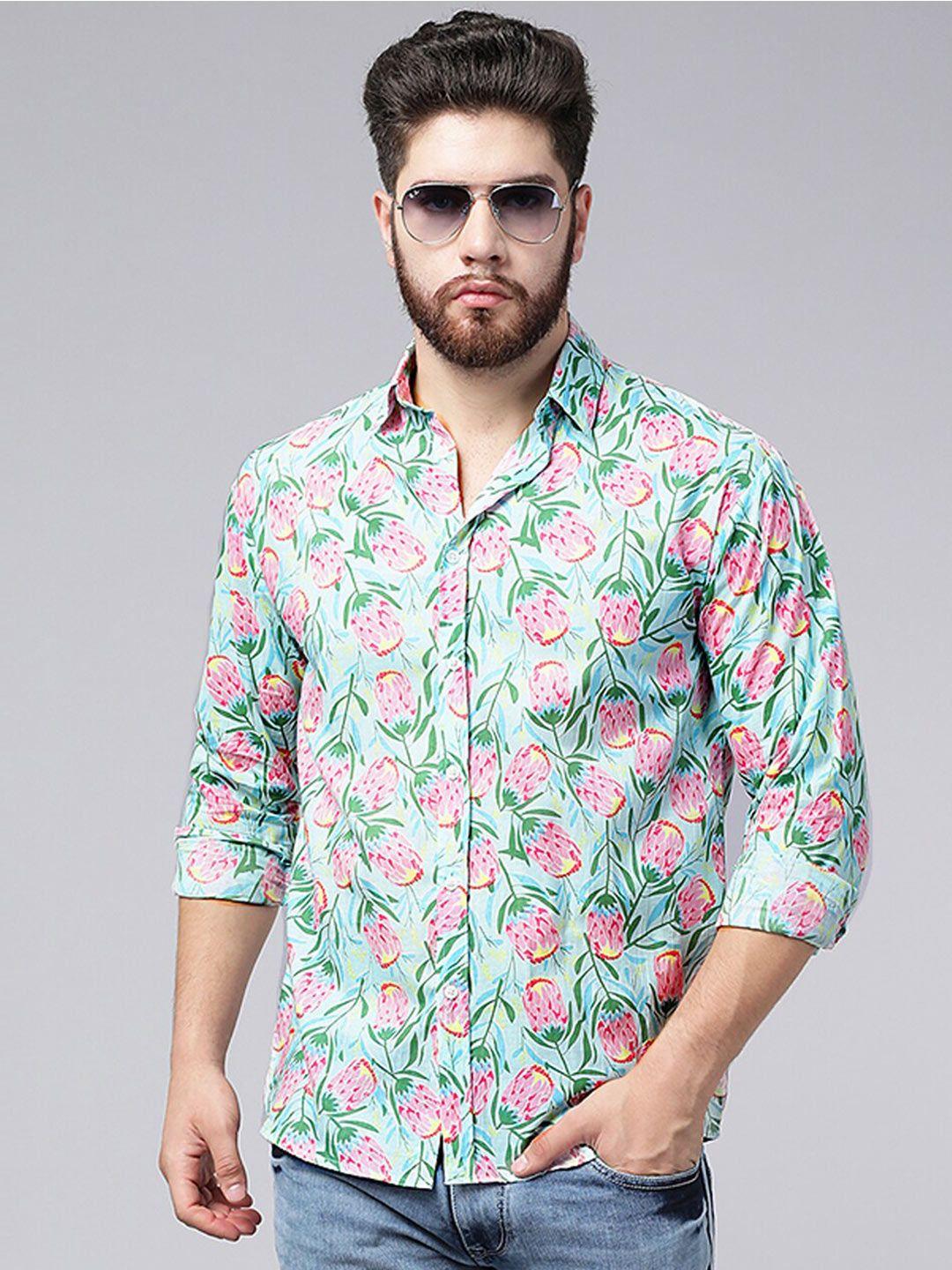 a.t.u.n. classic floral printed casual pure cotton shirt