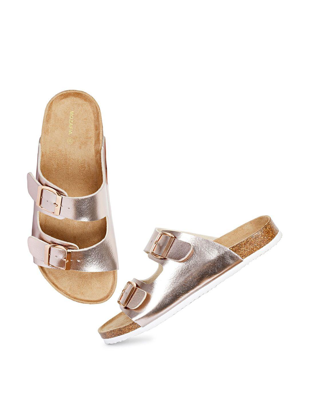 mozafia buckled textured open toe flats