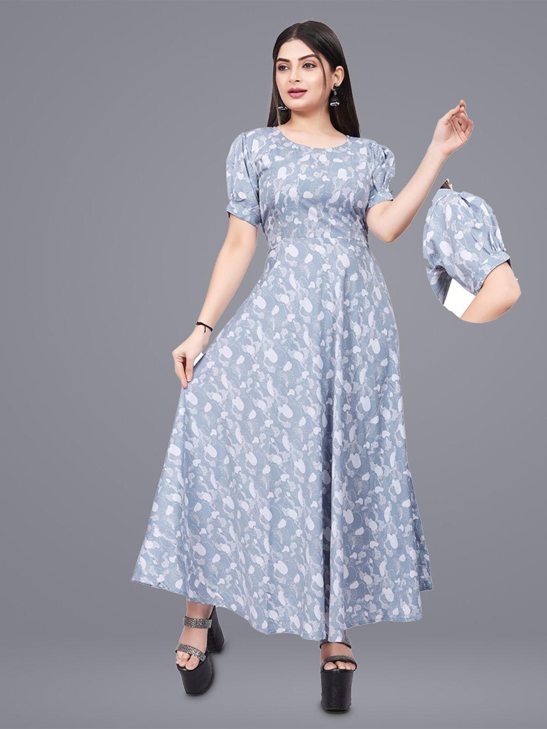 n n enterprise floral printed puff sleeve maxi dress