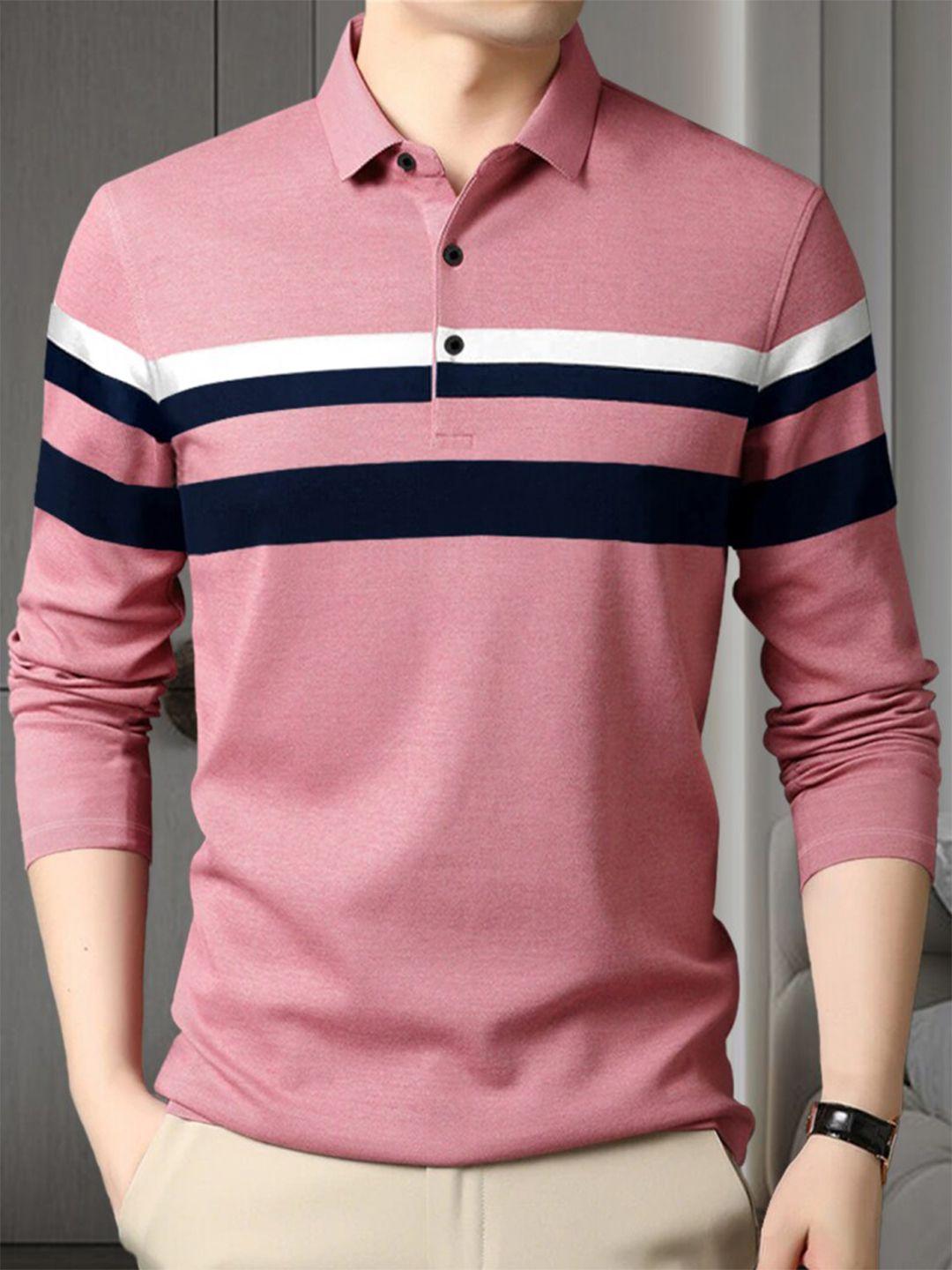 eyebogler striped full sleeve cotton polo t-shirt