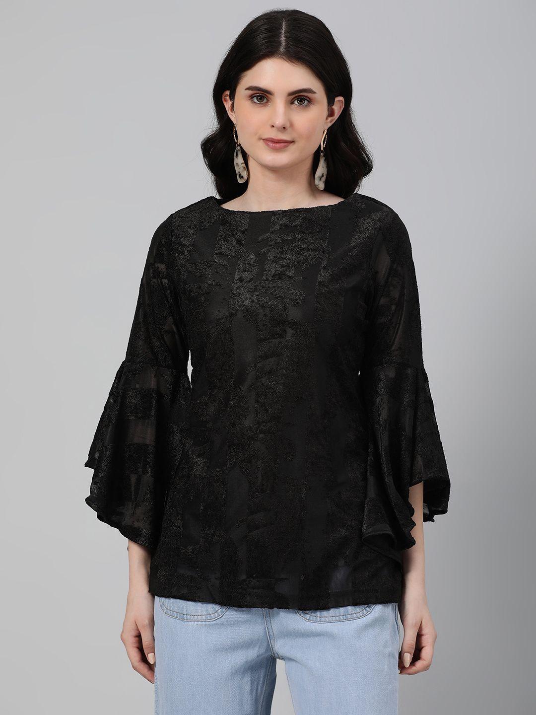 emmyrobe textured bell sleeves jacquard top