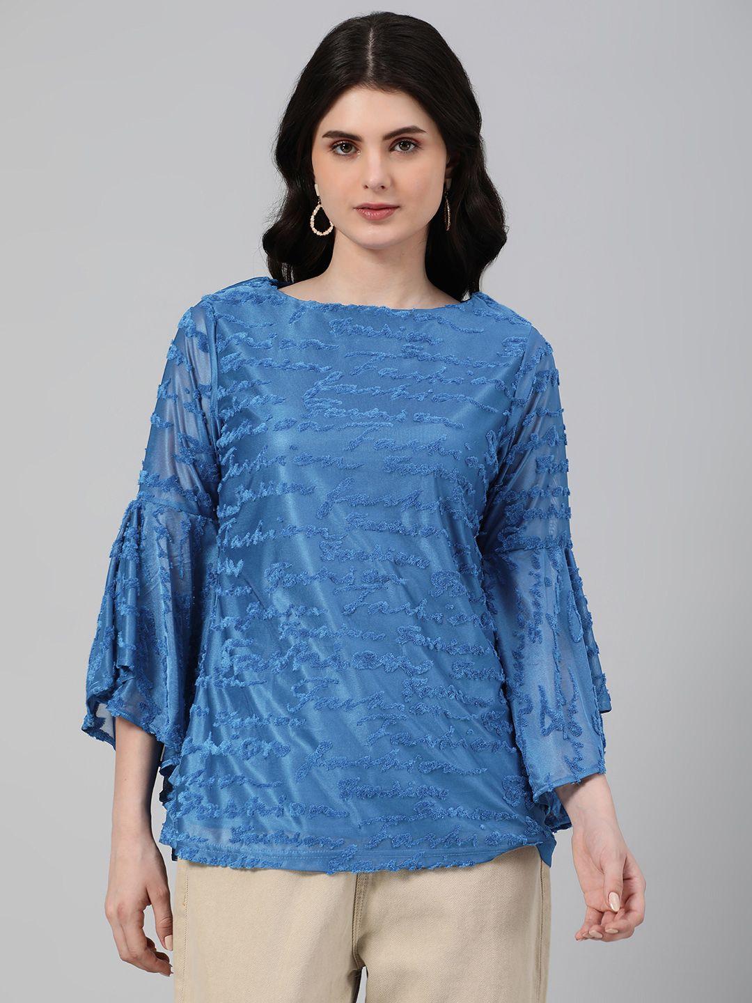 emmyrobe textured bell sleeves jacquard top