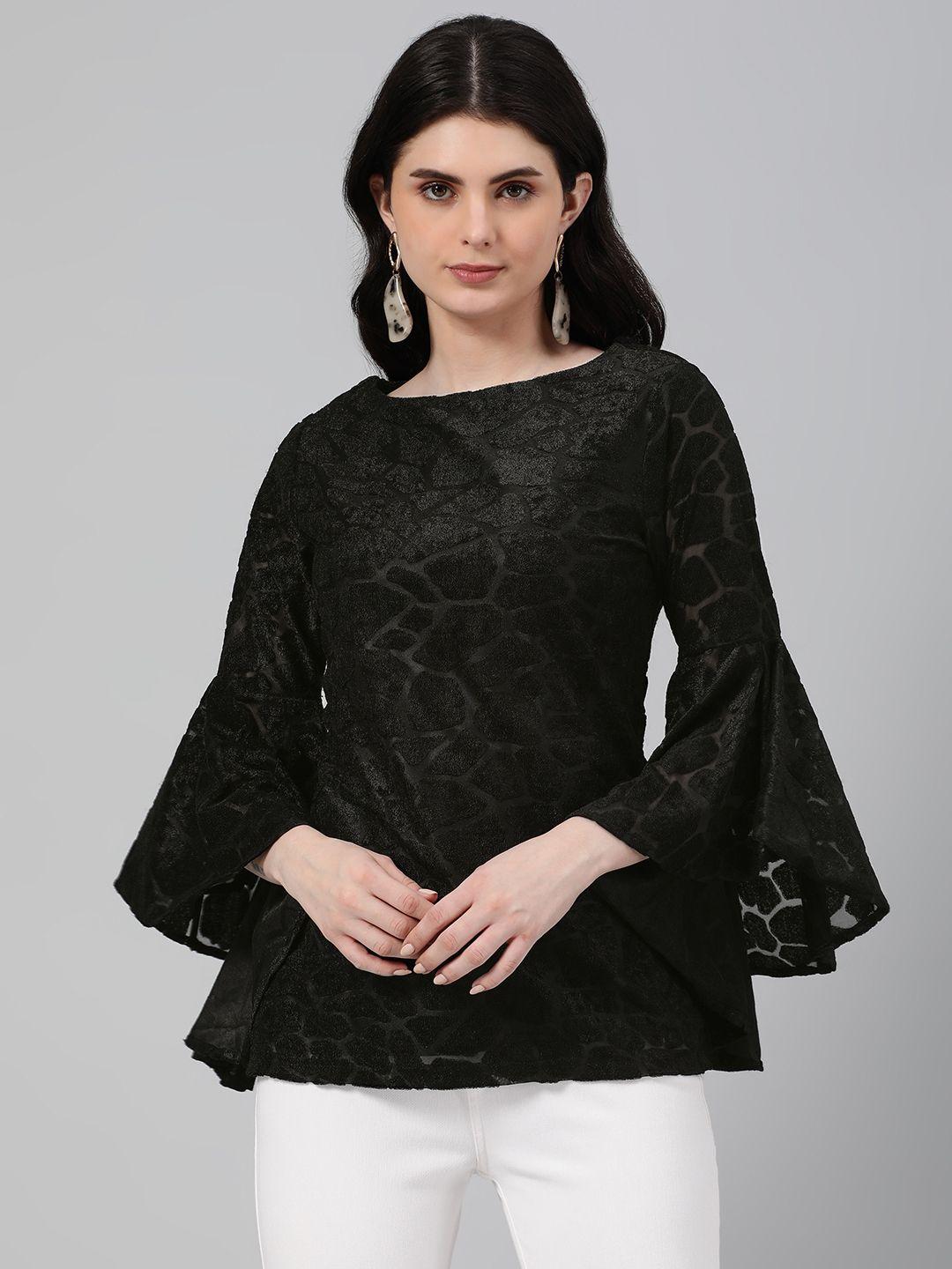 emmyrobe textured bell sleeves jacquard top