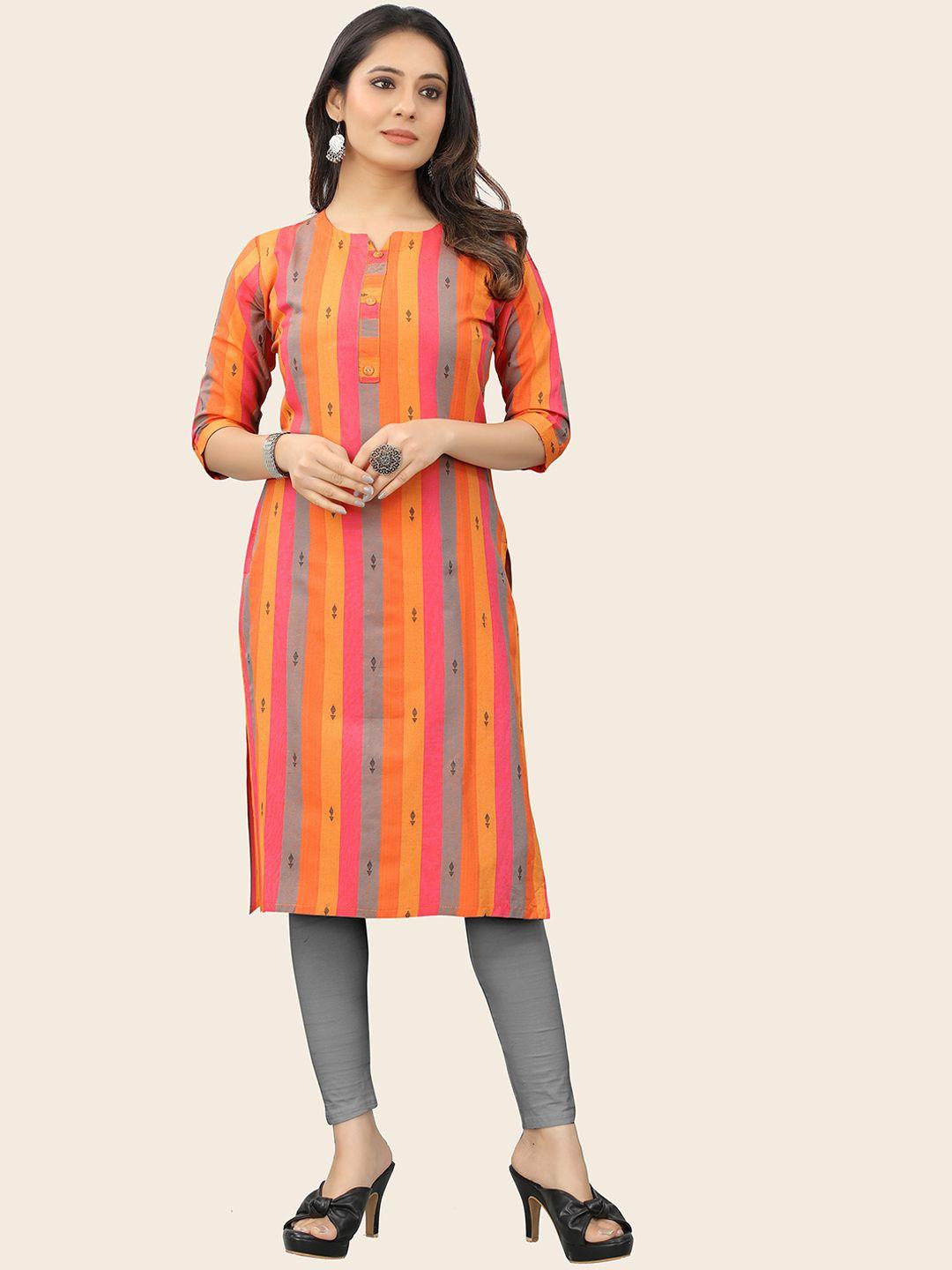 kalini notched neck striped straight kurta