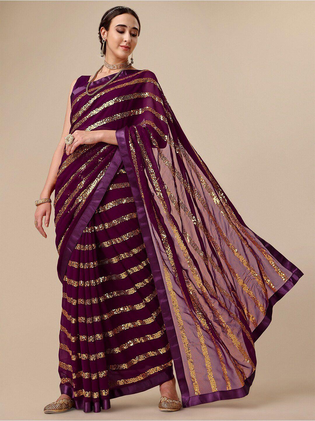 sangria magenta  sequin embellished pure georgette saree