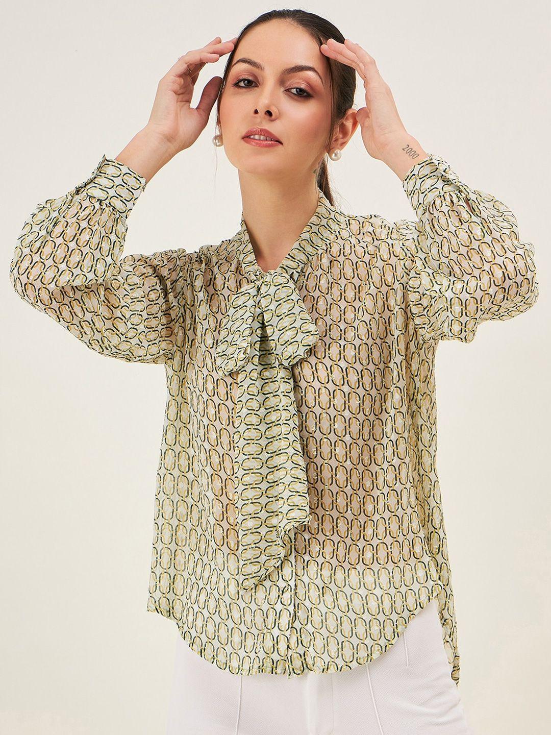 june & harry comfort printed puff sleeves shirt