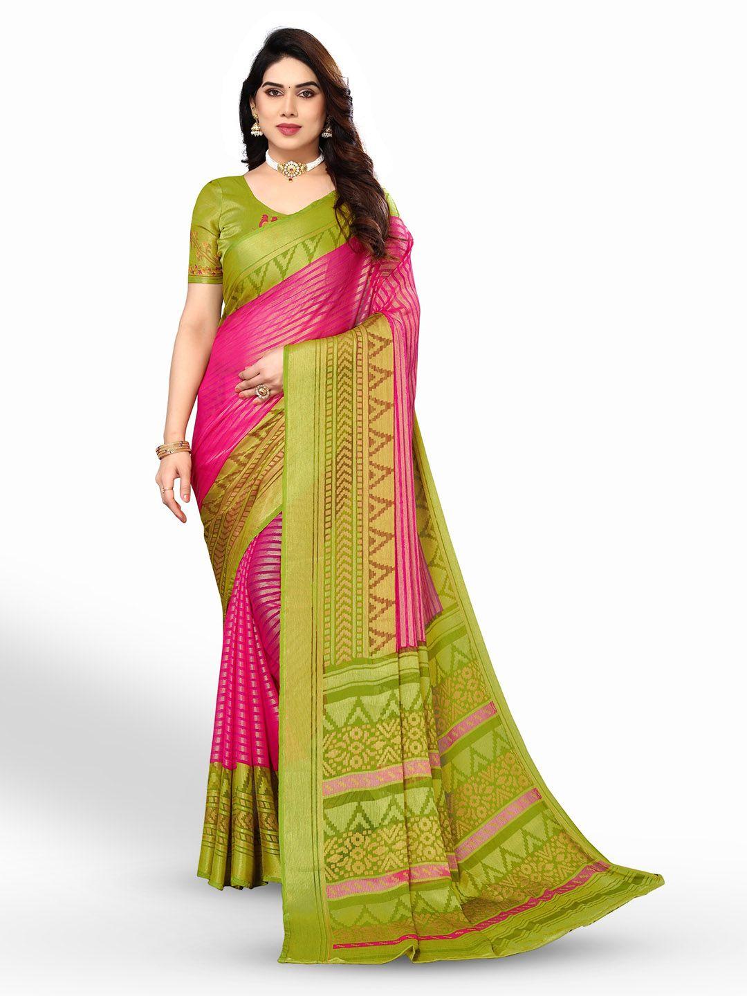 fabmora striped zari pure chiffon brasso saree