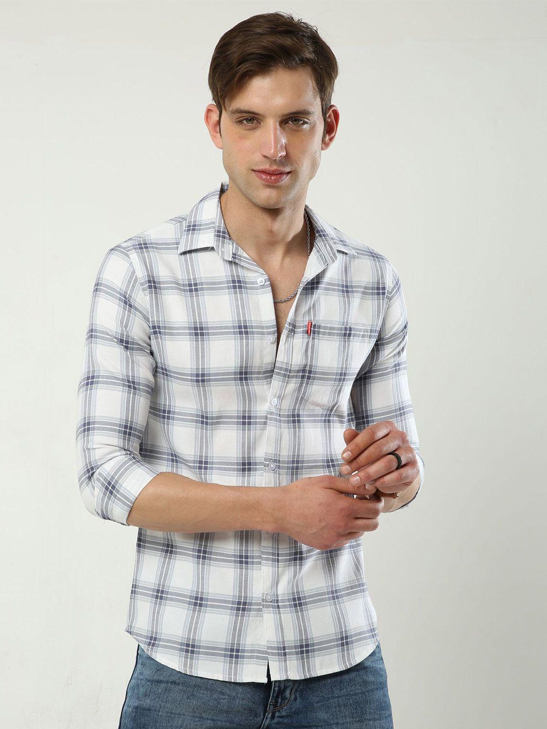 reslag slim fit tartan checks cotton casual shirt