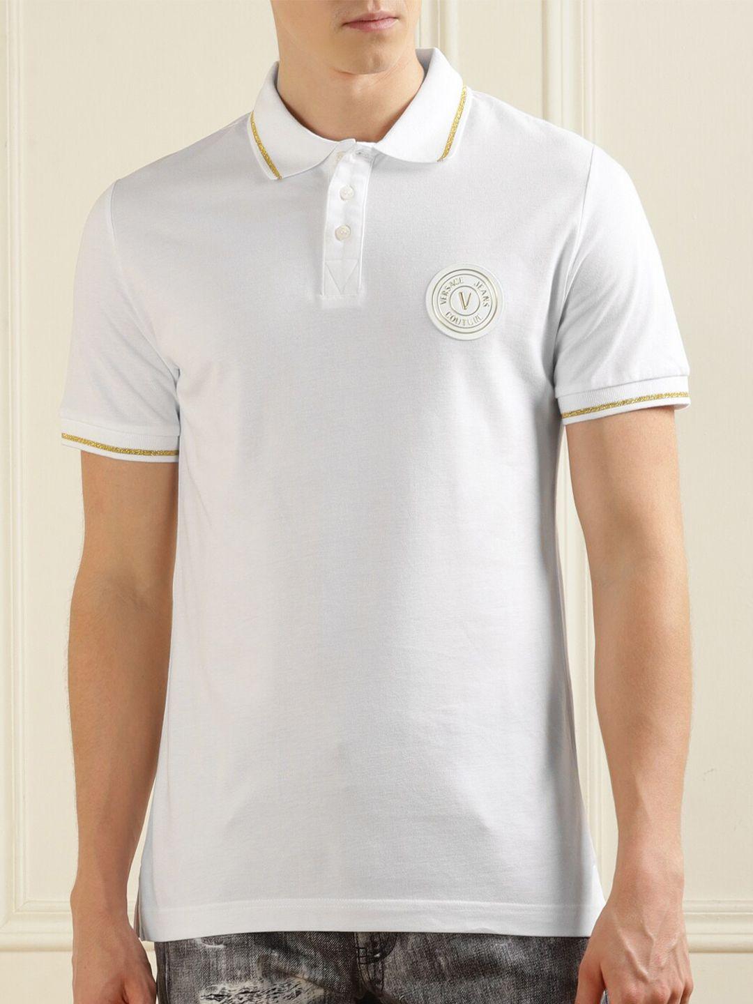 versace jeans couture polo collar cotton t-shirt