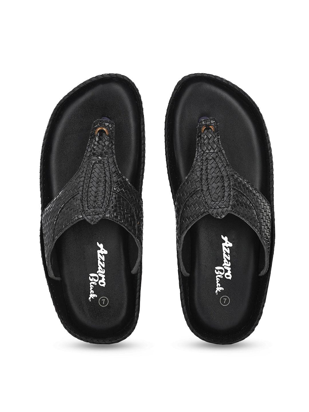 azzaro black men woven design comfort sandals