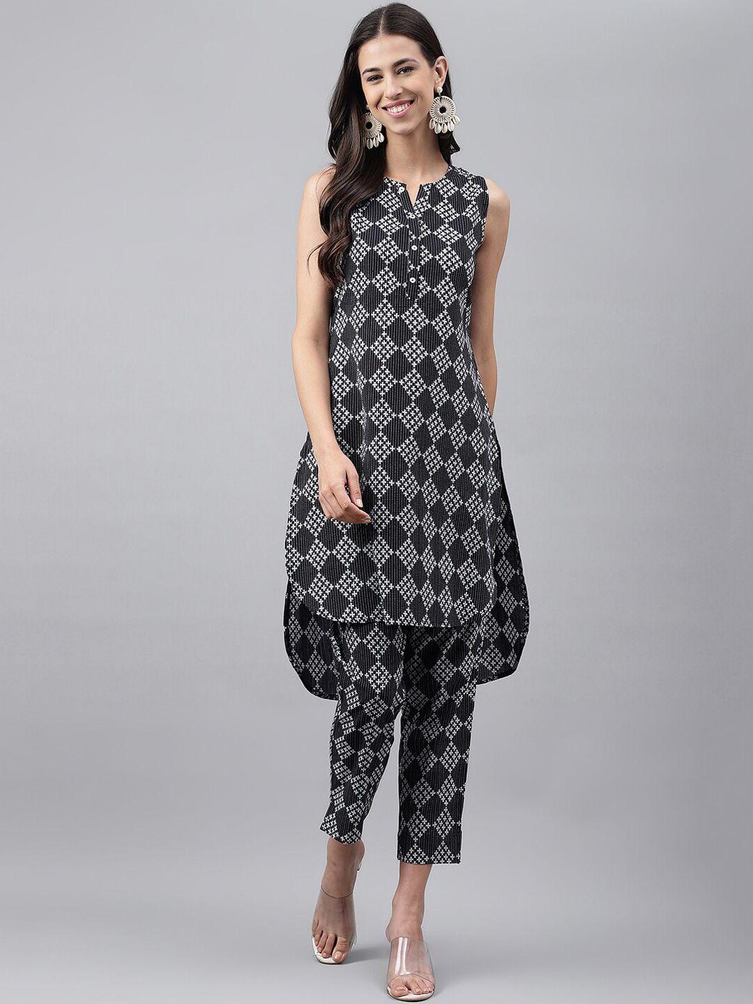 janasya ethnic motifs printed pure cotton kurta with trousers