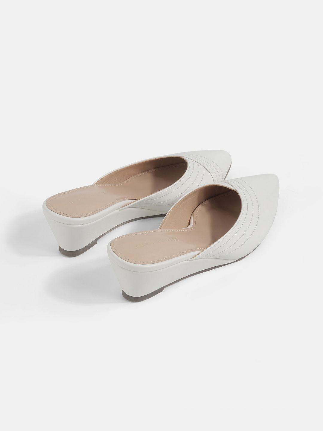 lemon & pepper pointed toe wedges mules