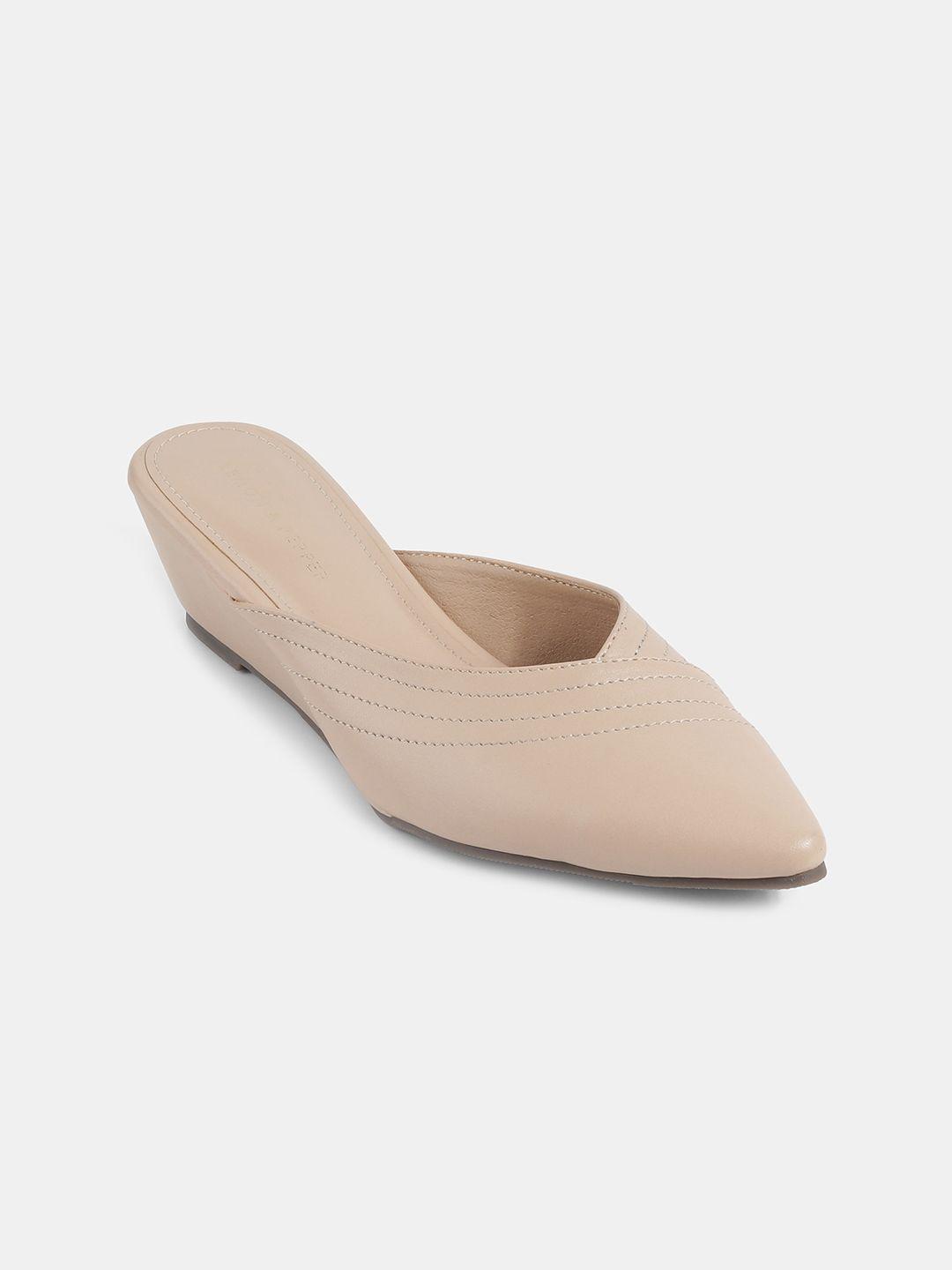 lemon & pepper pointed toe wedges mules