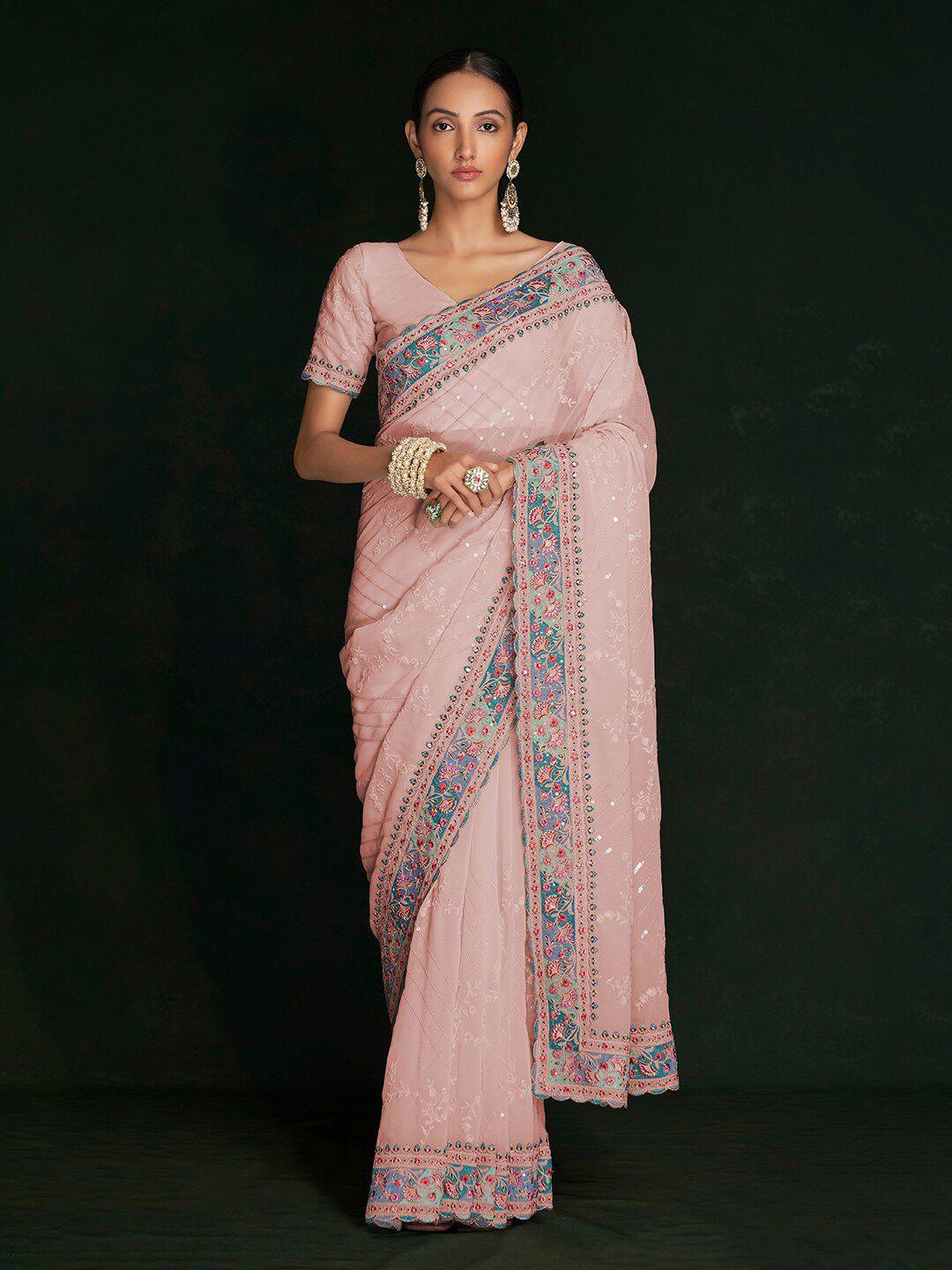 fusionic embellished embroidered pure georgette saree