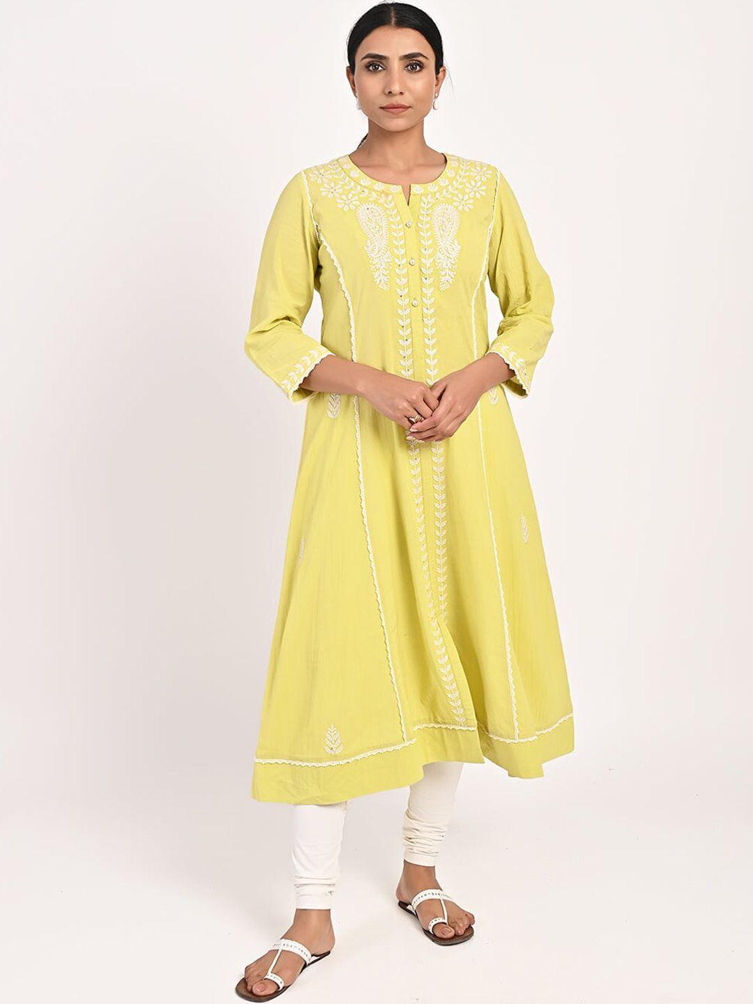 lakshita ethnic motif embroidered anarkali kurta