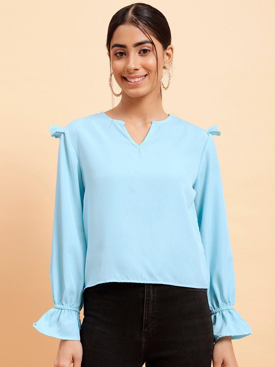 mint street bell sleeve ruffled top