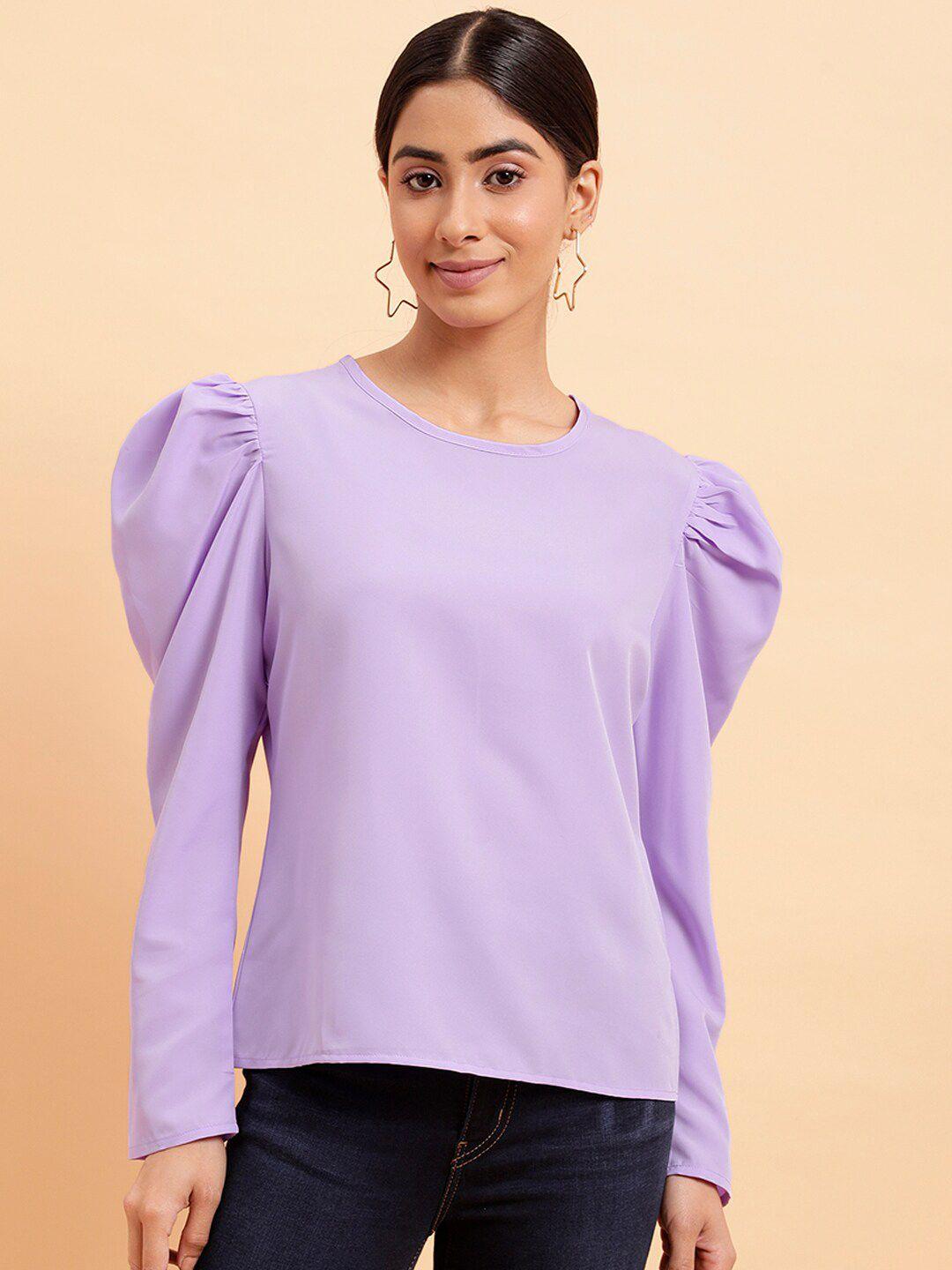 mint street round neck puff sleeves top