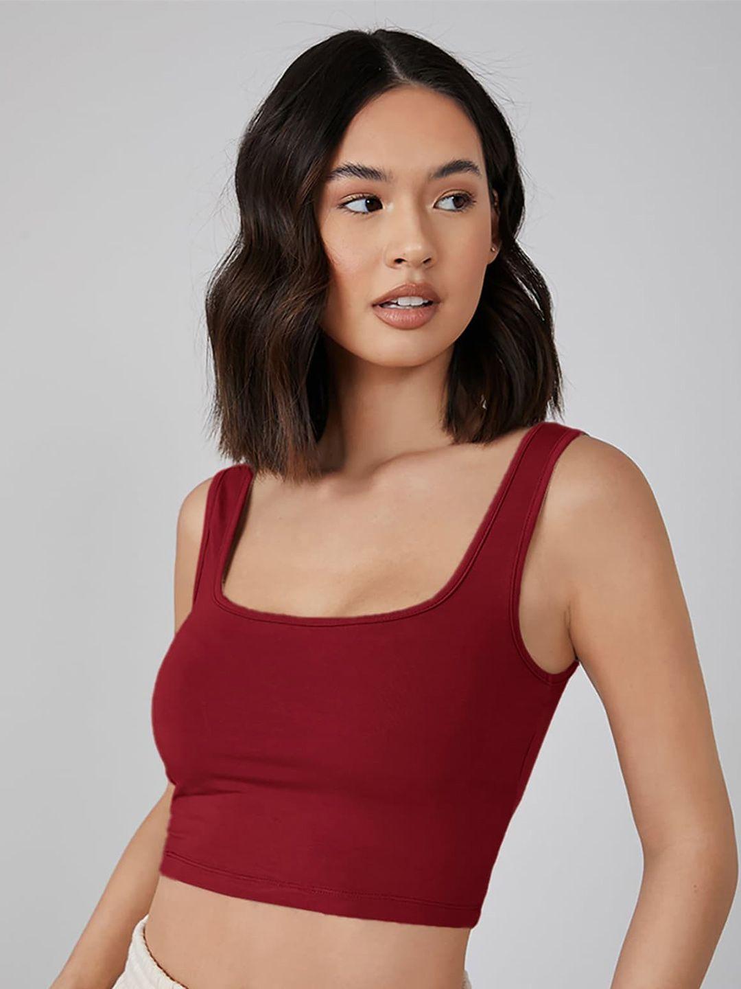 ausk maroon cotton crop top