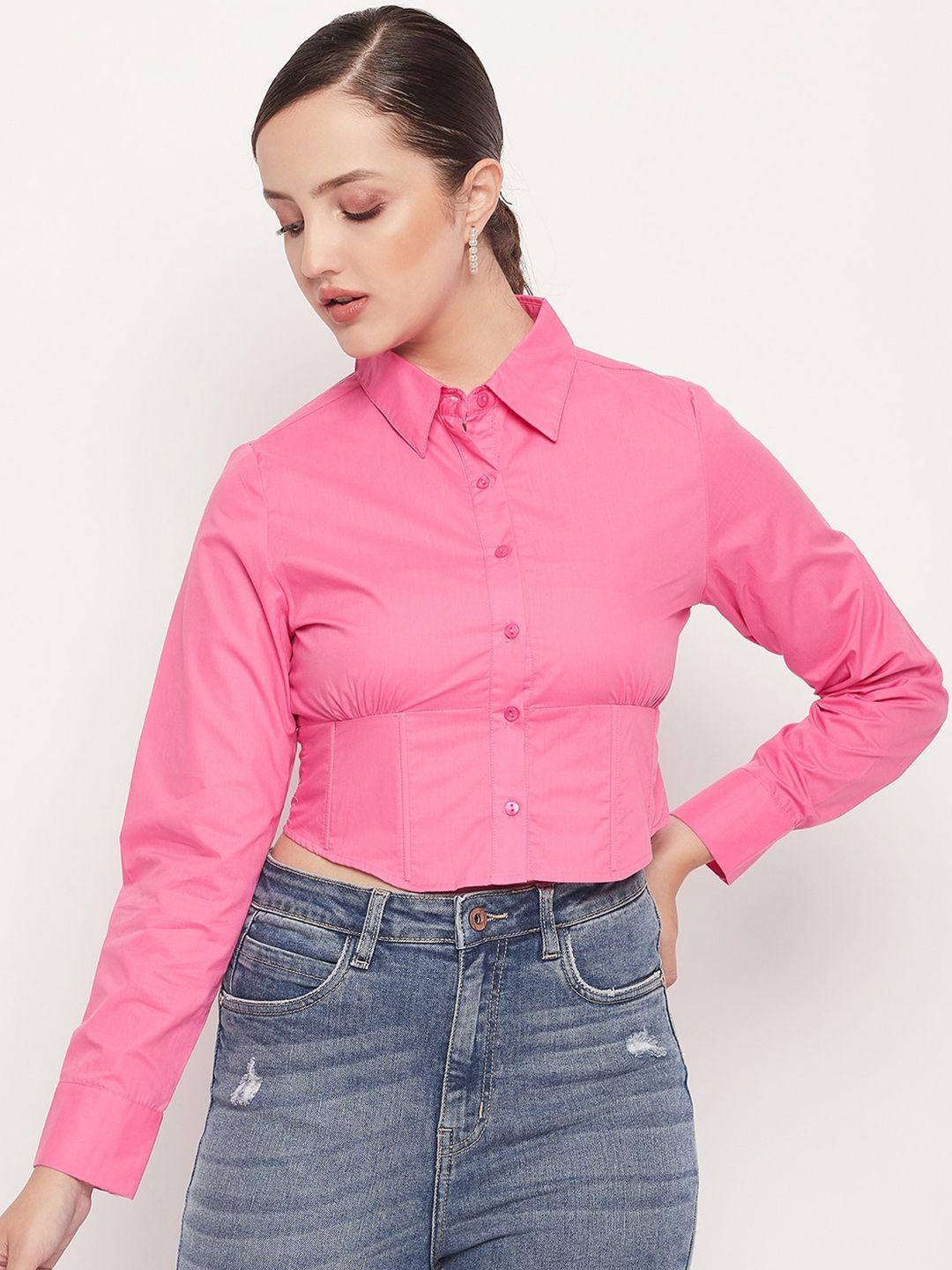 madame spread collar casual crop shirt