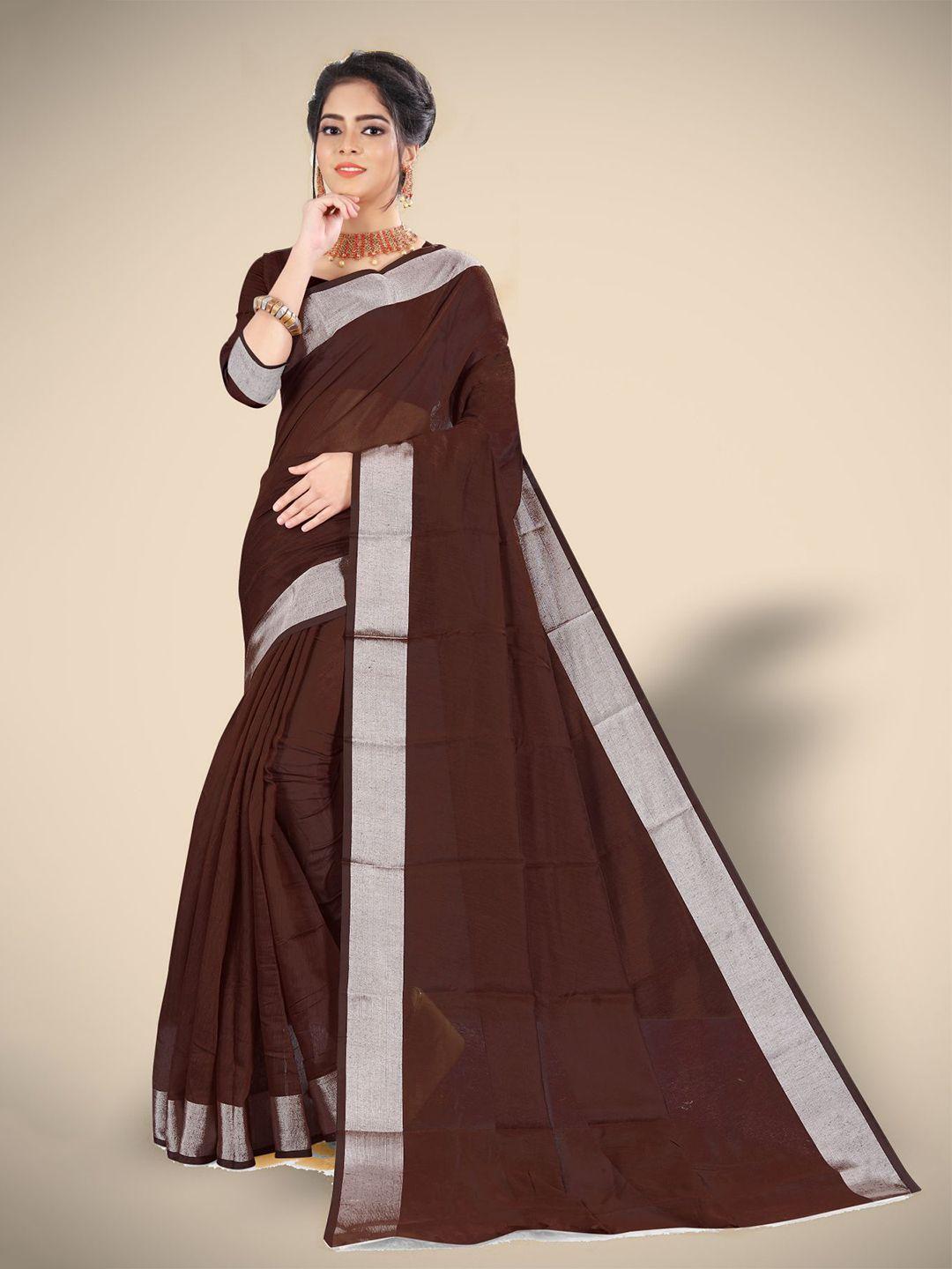 vairagee brown & silver-toned zari saree