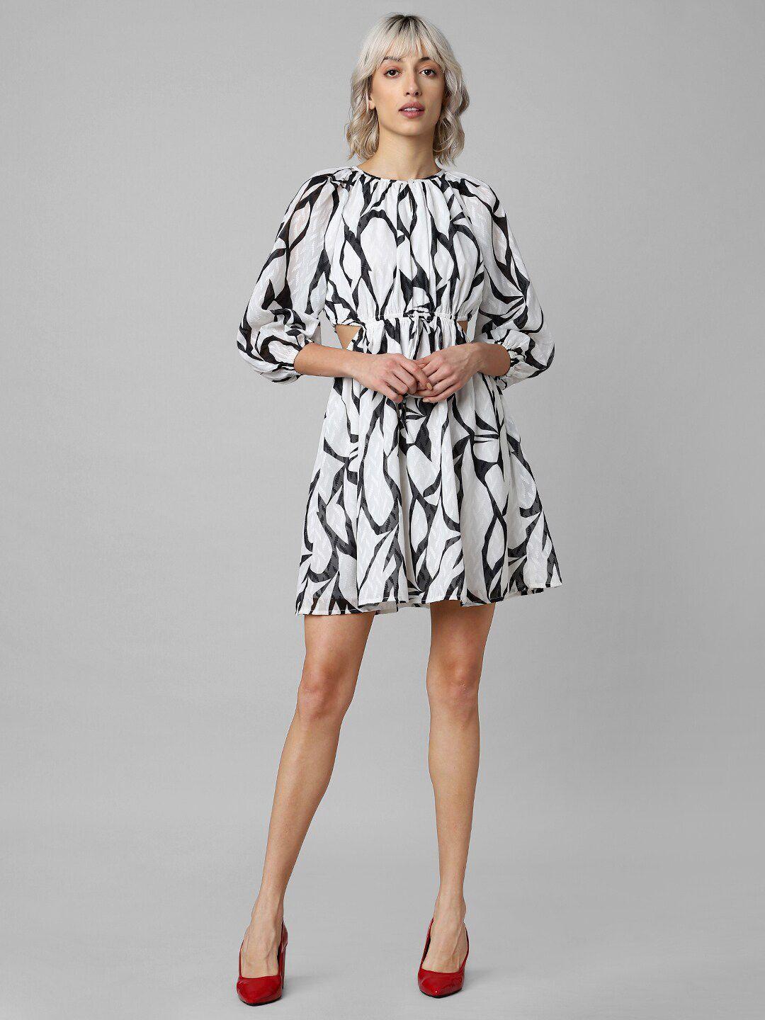 only abstract print monochrome mini a-line dress