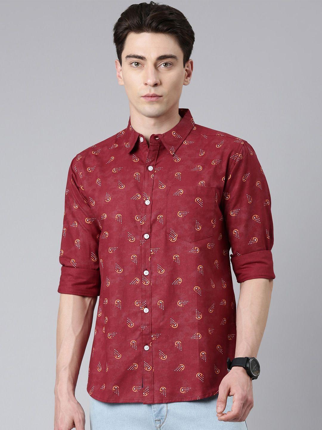 metronaut conversational printed slim fit casual shirt