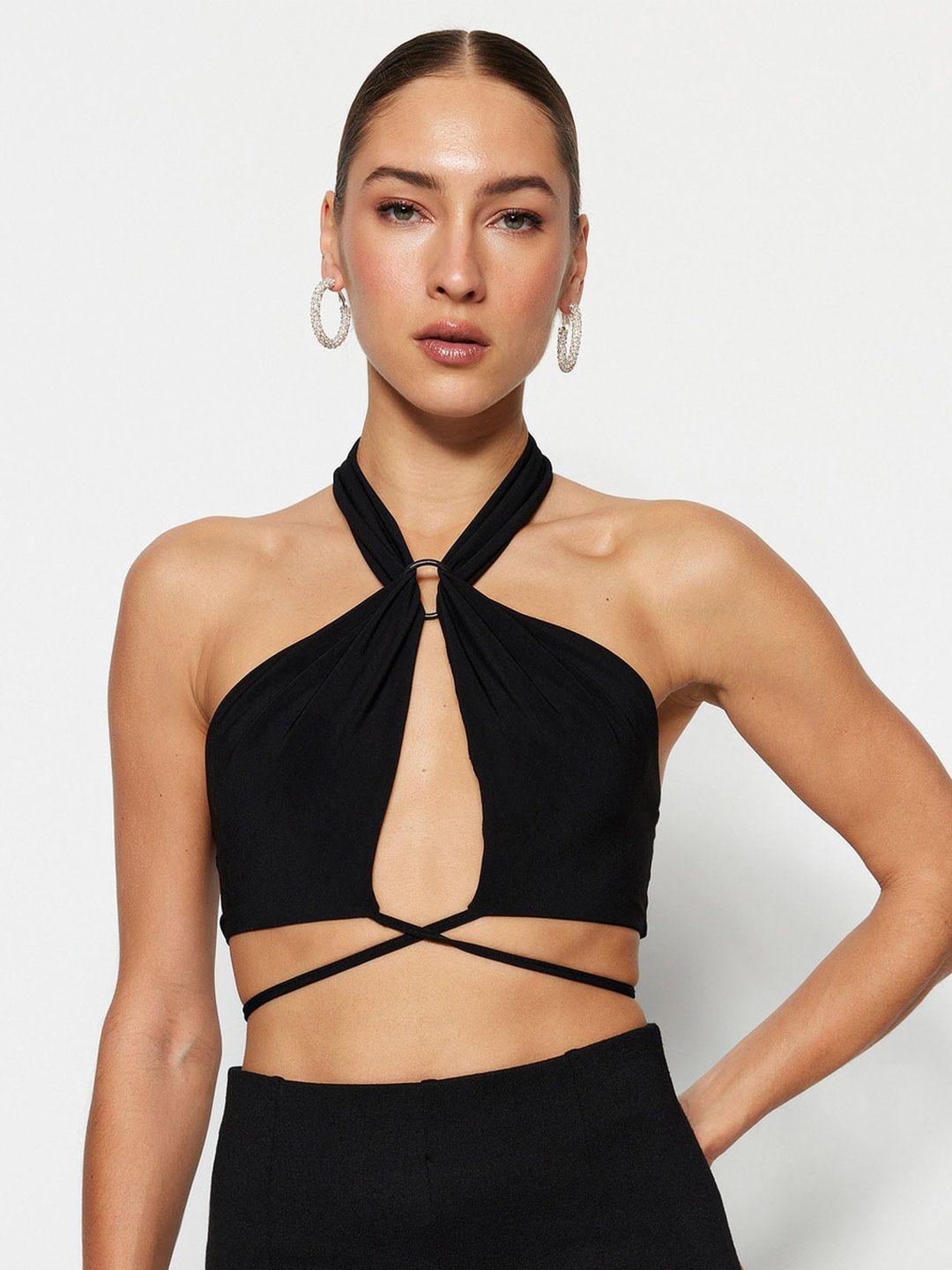 trendyol halter neck waist tie-up bralette crop top