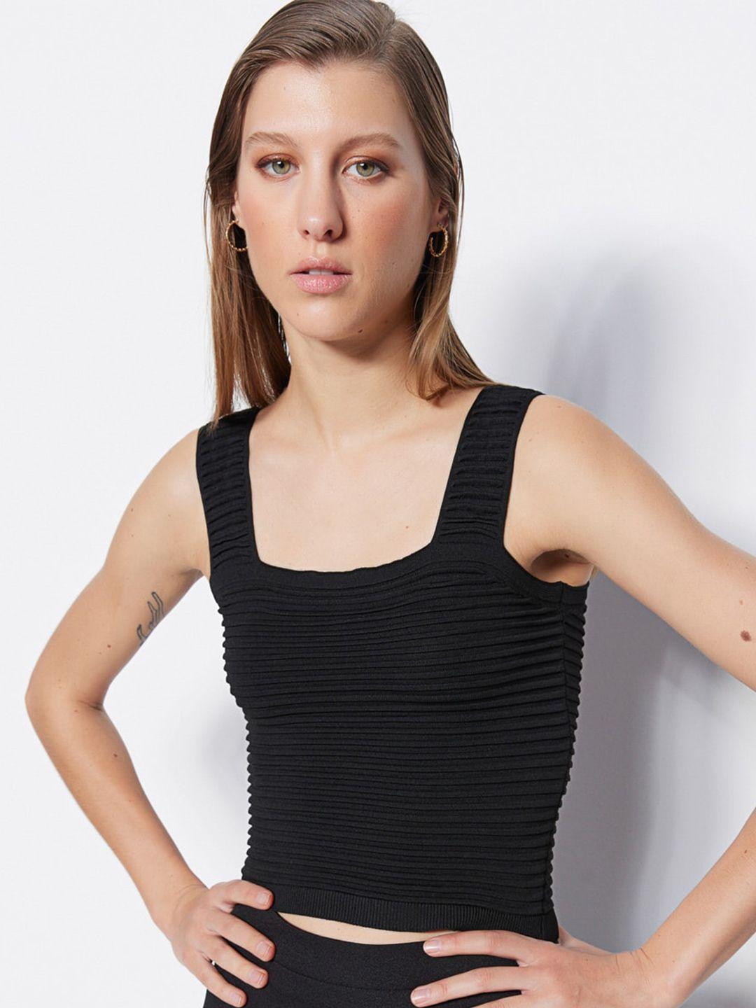 trendyol square neck sleeveless casual crop top