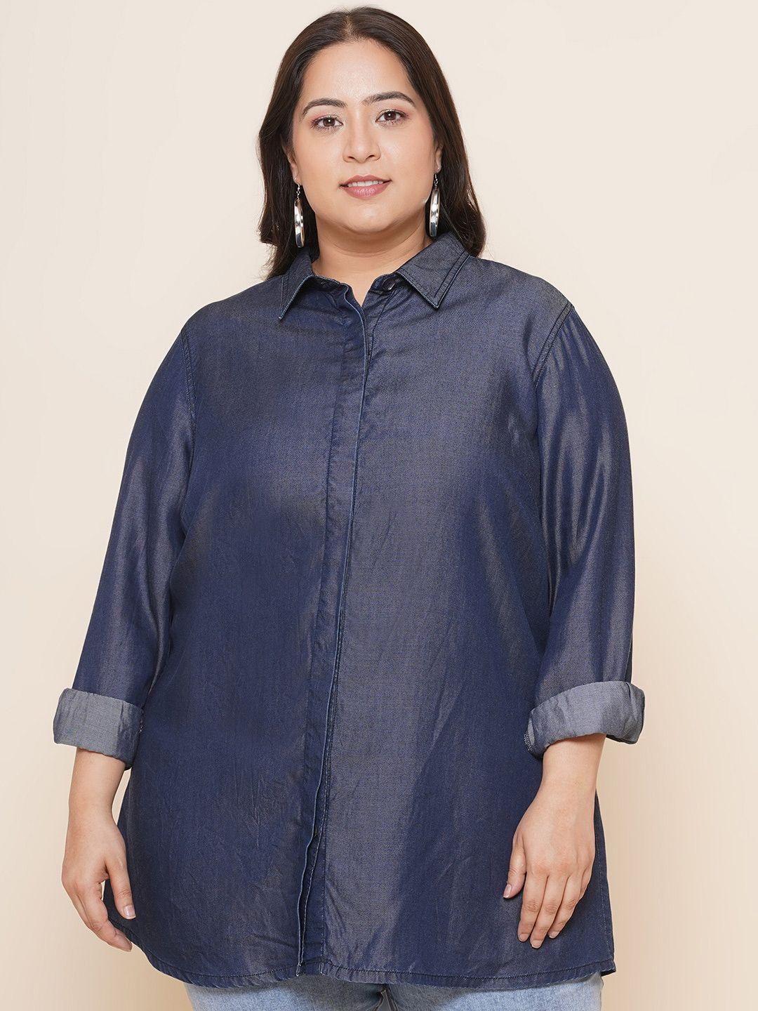 kiaahvi by john pride plus size spread collar casual cotton shirt