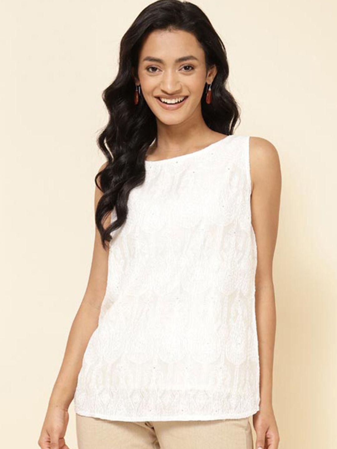 fabindia chikankari cotton regular top