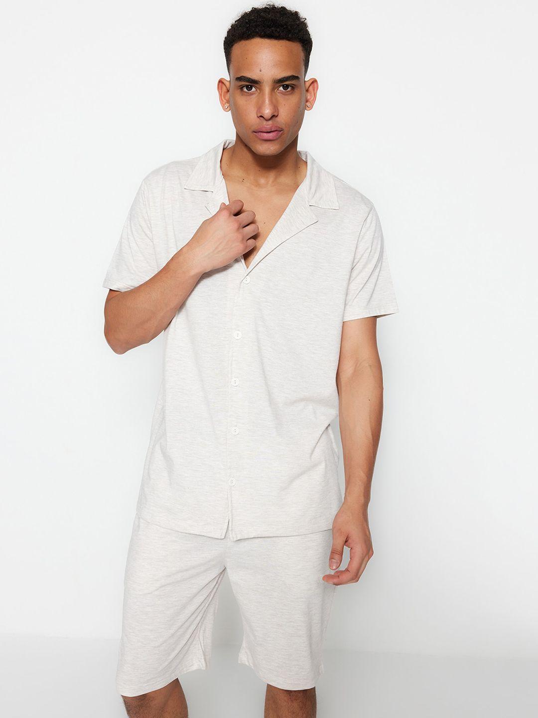 trendyol t-shirt with shorts knitted night suits